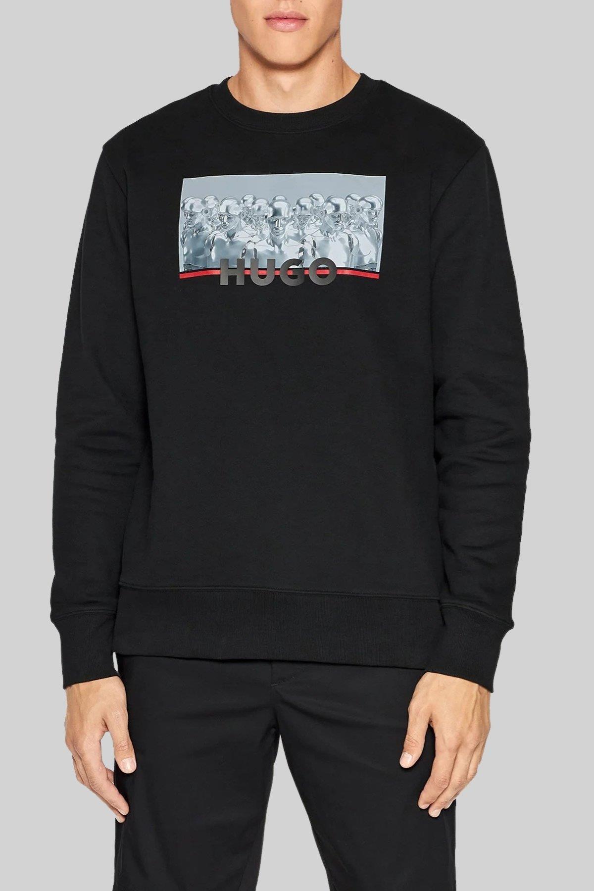Hugo Erkek Regular Fit Deynolds Sweatshirt Siyah