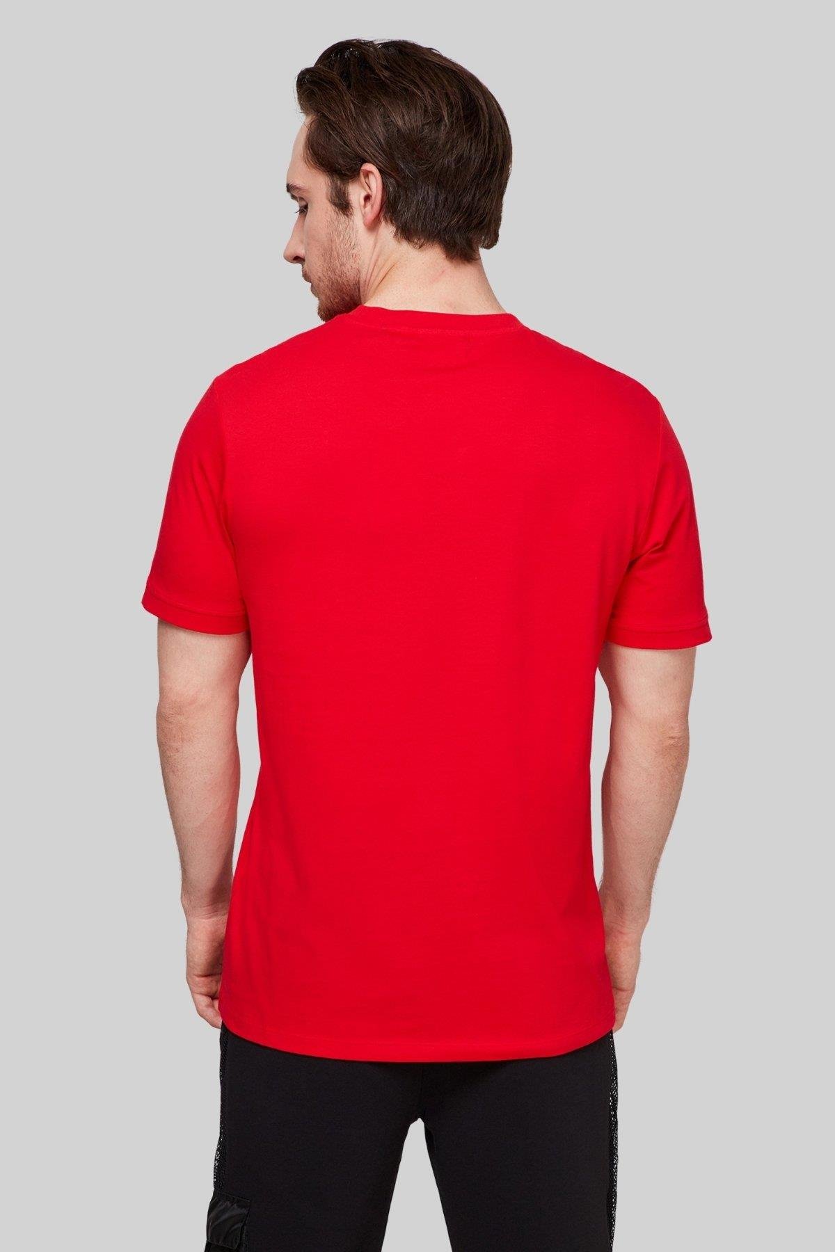 Hugo Logo Uygulamalı Pamuklu Erkek T-Shirt Kırmızı
