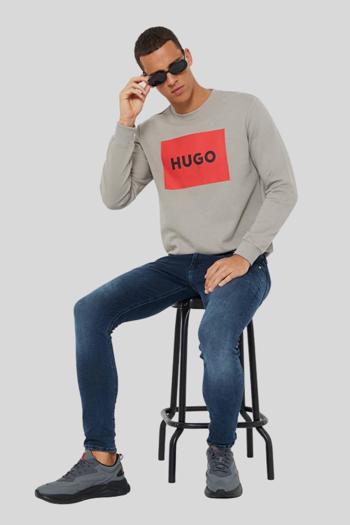 Hugo Regular Fit Bisiklet Yaka Erkek Sweatshirt Bej