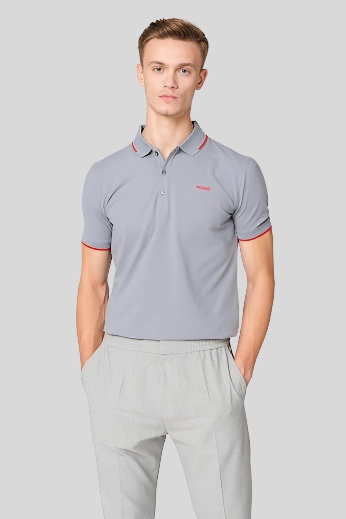 Hugo Slim Fit Polo Yaka Erkek T-Shirt Gri