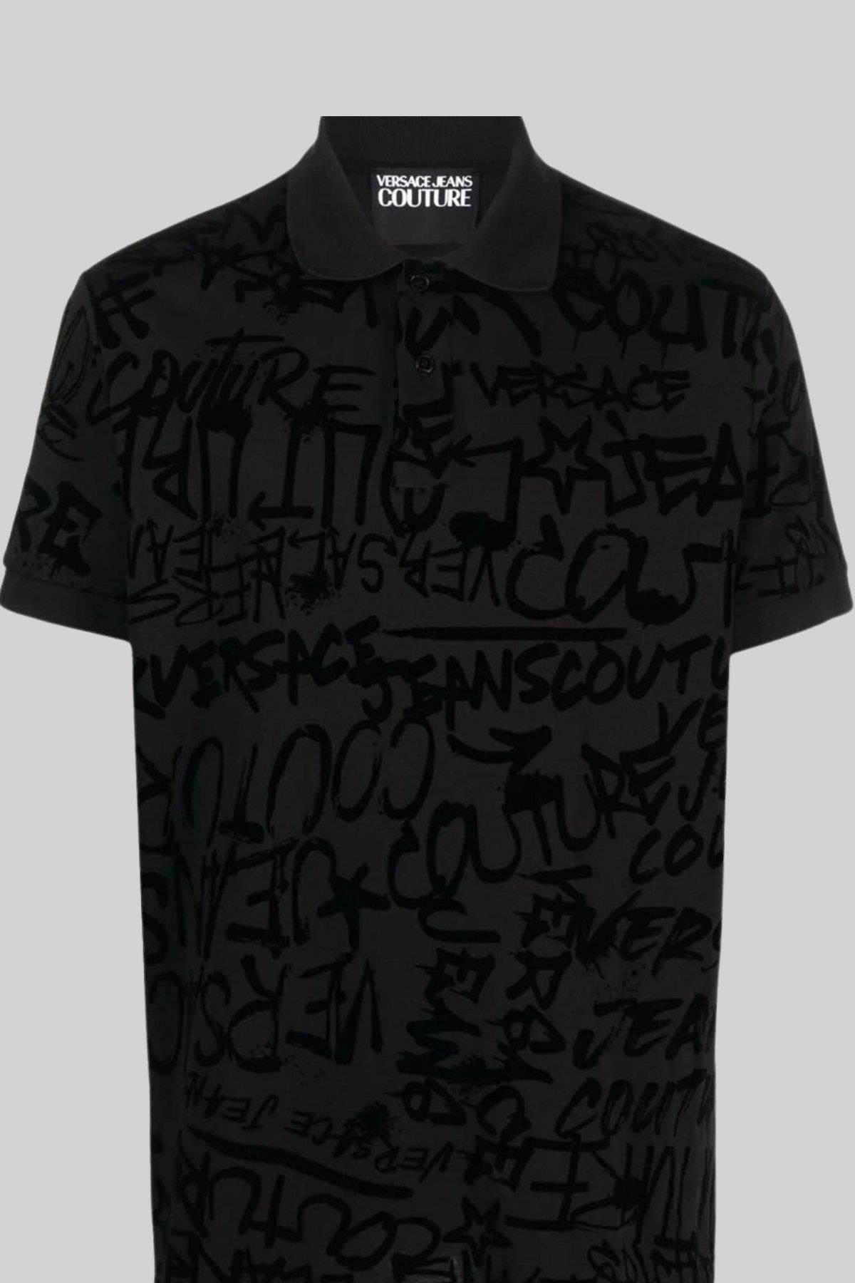 Versace Jeans Couture Erkek Polo Yaka T-Shirt Siyah