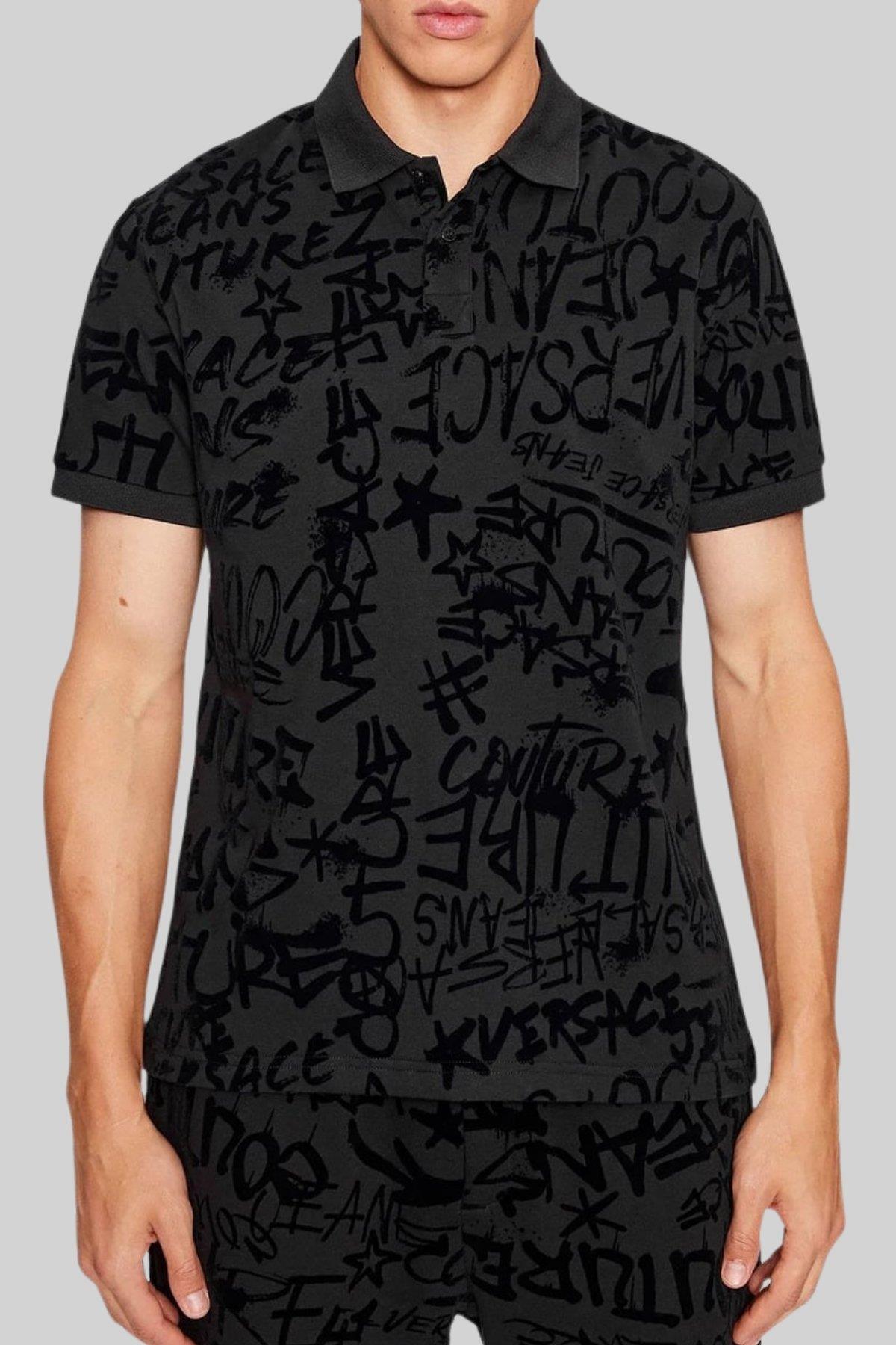 Versace Jeans Couture Erkek Polo Yaka T-Shirt Siyah