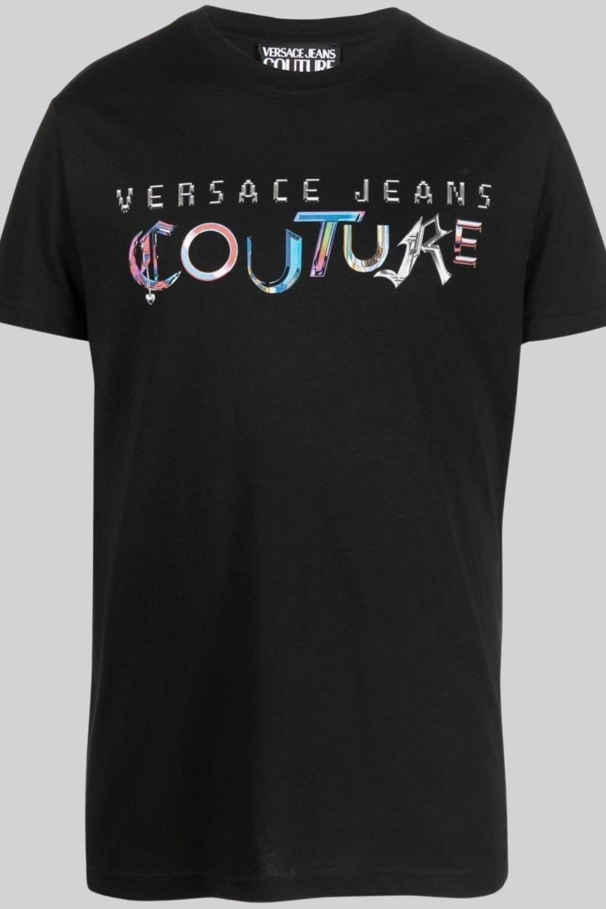 Versace Jeans Couture Erkek Regular Fit Bisiklet Yaka T-Shirt Siyah