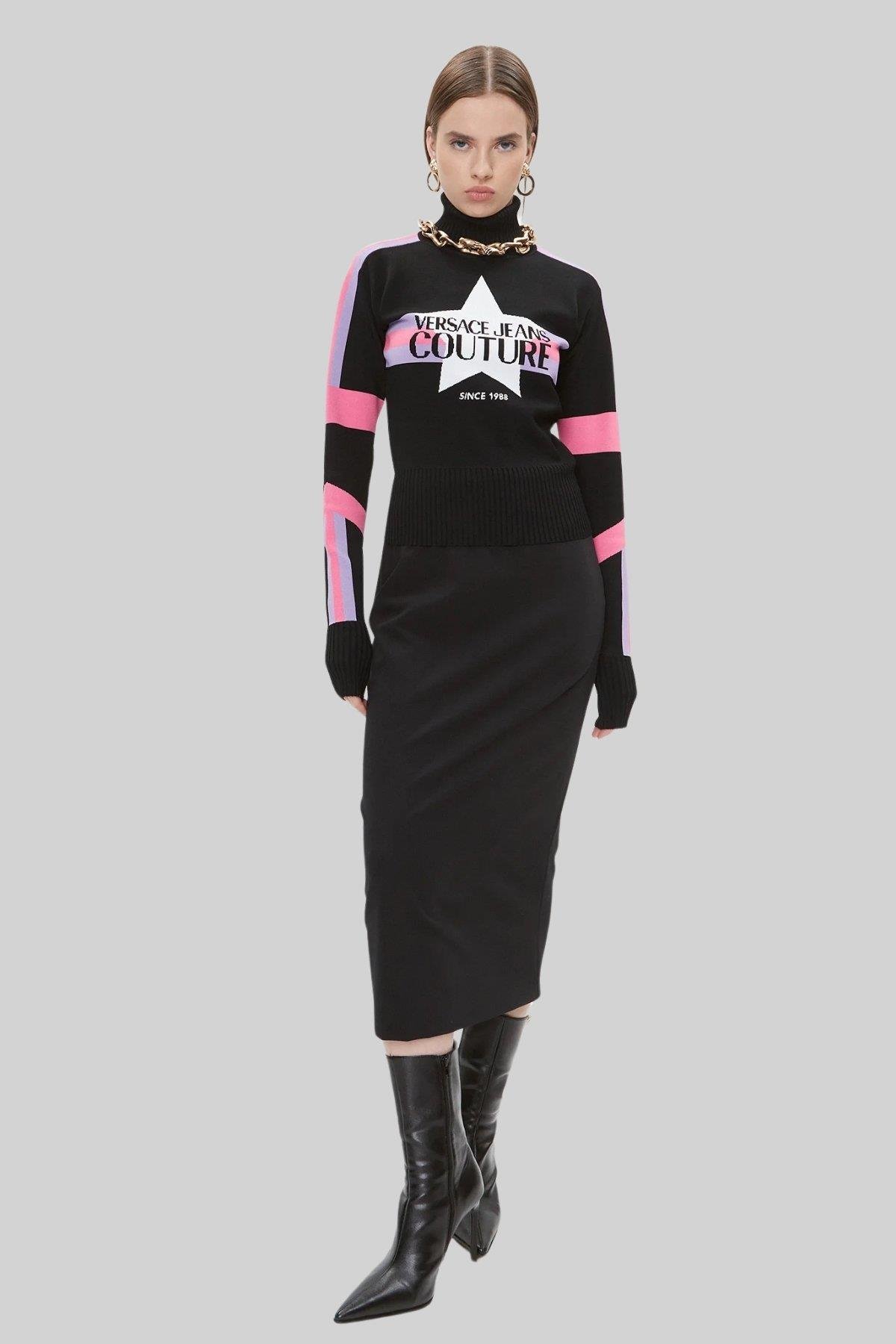 Versace Jeans Couture Kadın Regular Fit Kalem Etek Siyah