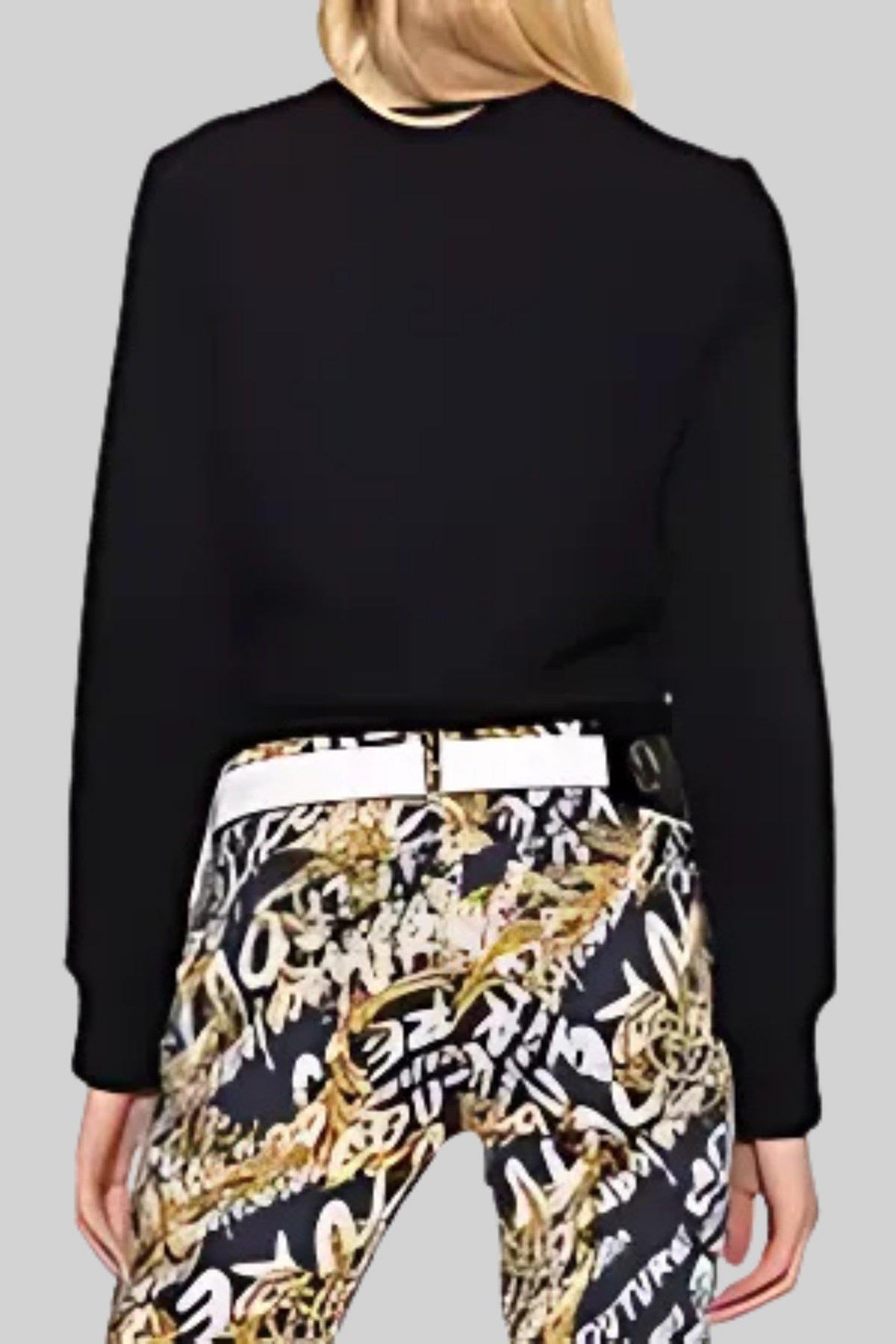 Versace Jeans Couture Kadın Uzun Kollu Logolu Sweatshirt Siyah