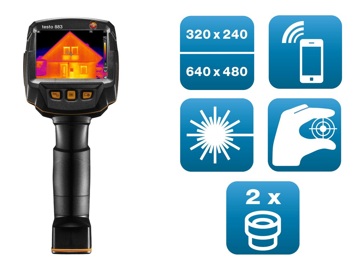 testo 883 set - testo 883 termal kamera, 2 lens ve aksesuarlar ile 
