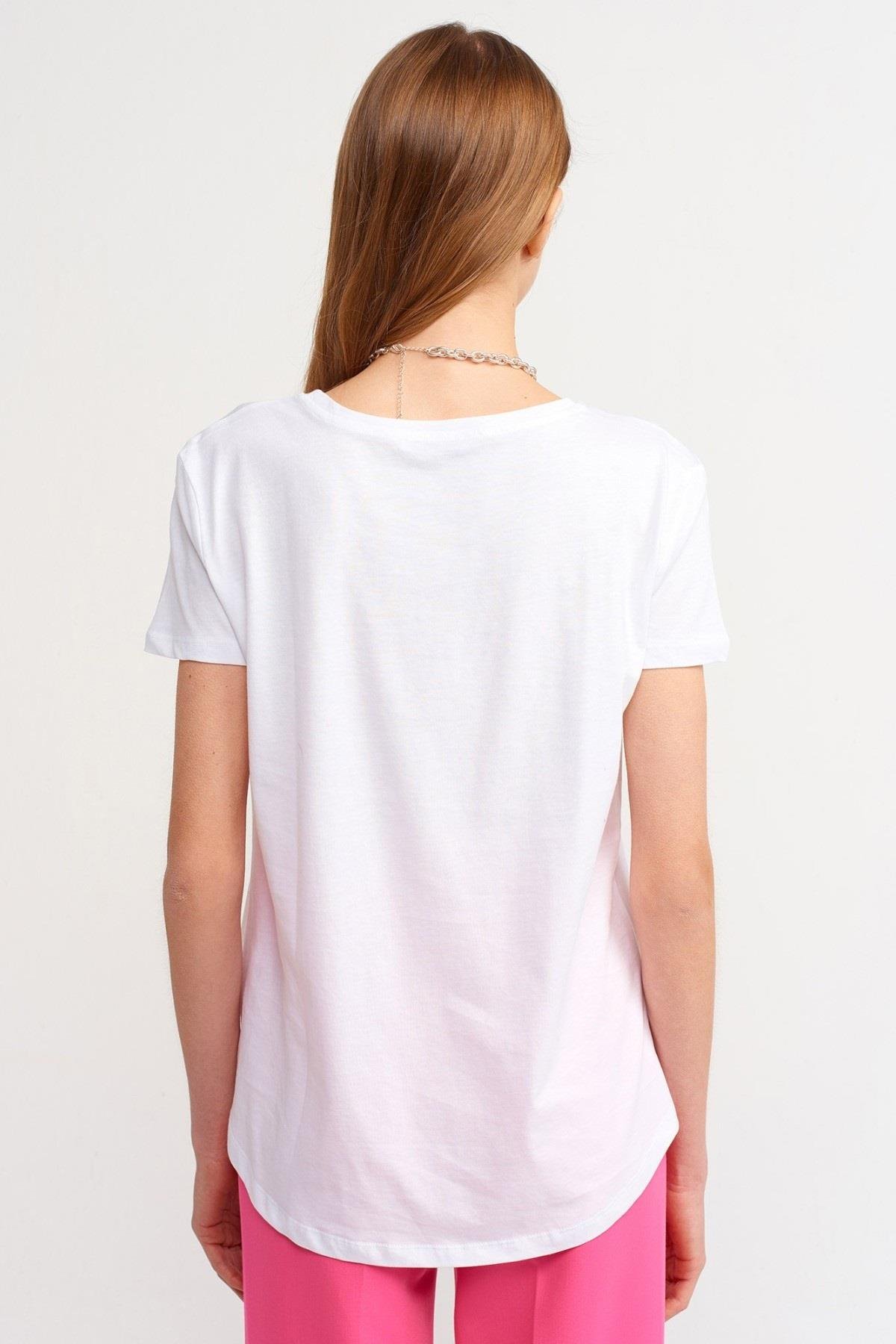 Dilvin Bisiklet Yaka %100 Pamuk Arkası Uzun Basic T-shirt 3471