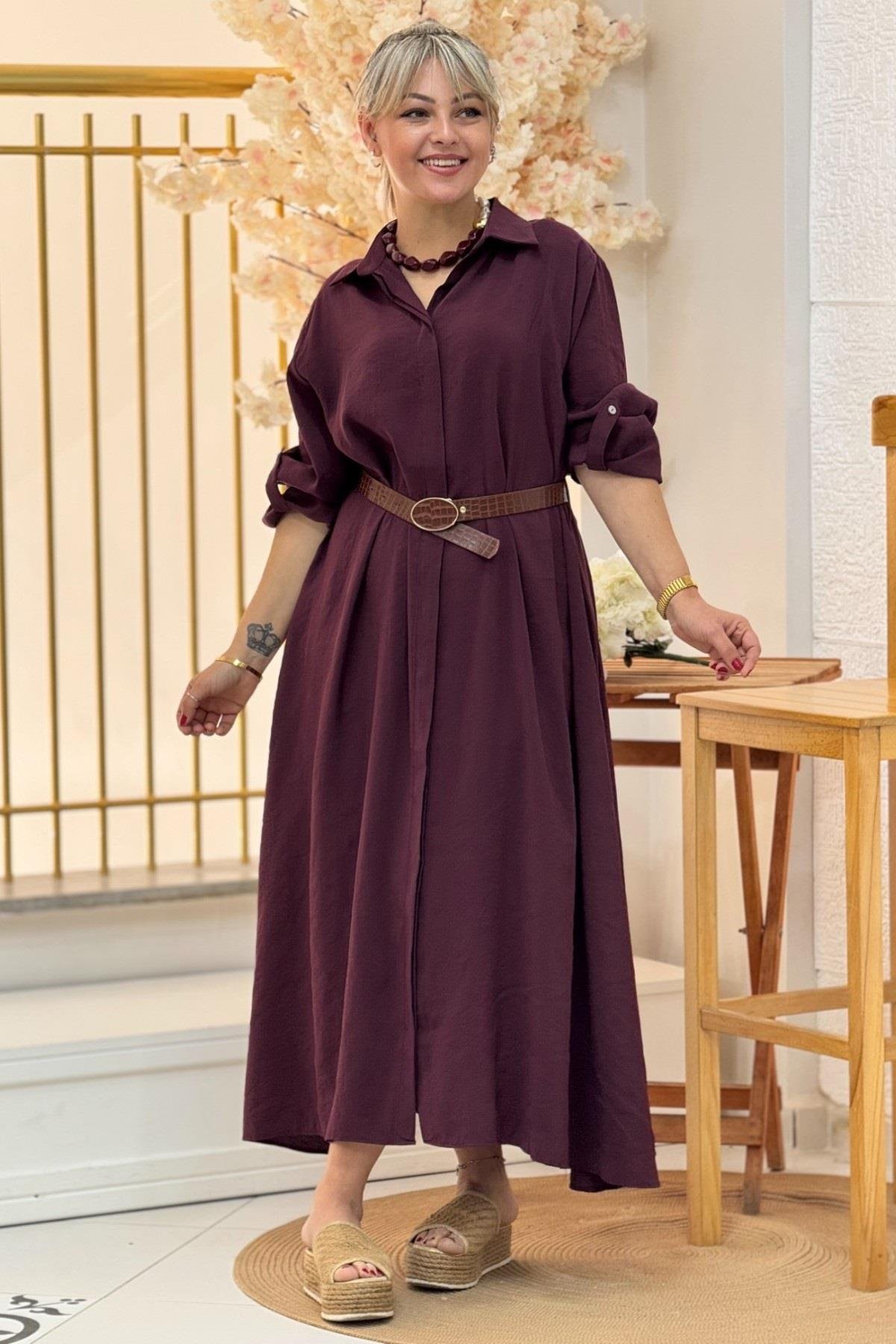 Premium Kalite Modal Kumaş Gömlek Elbise 3270