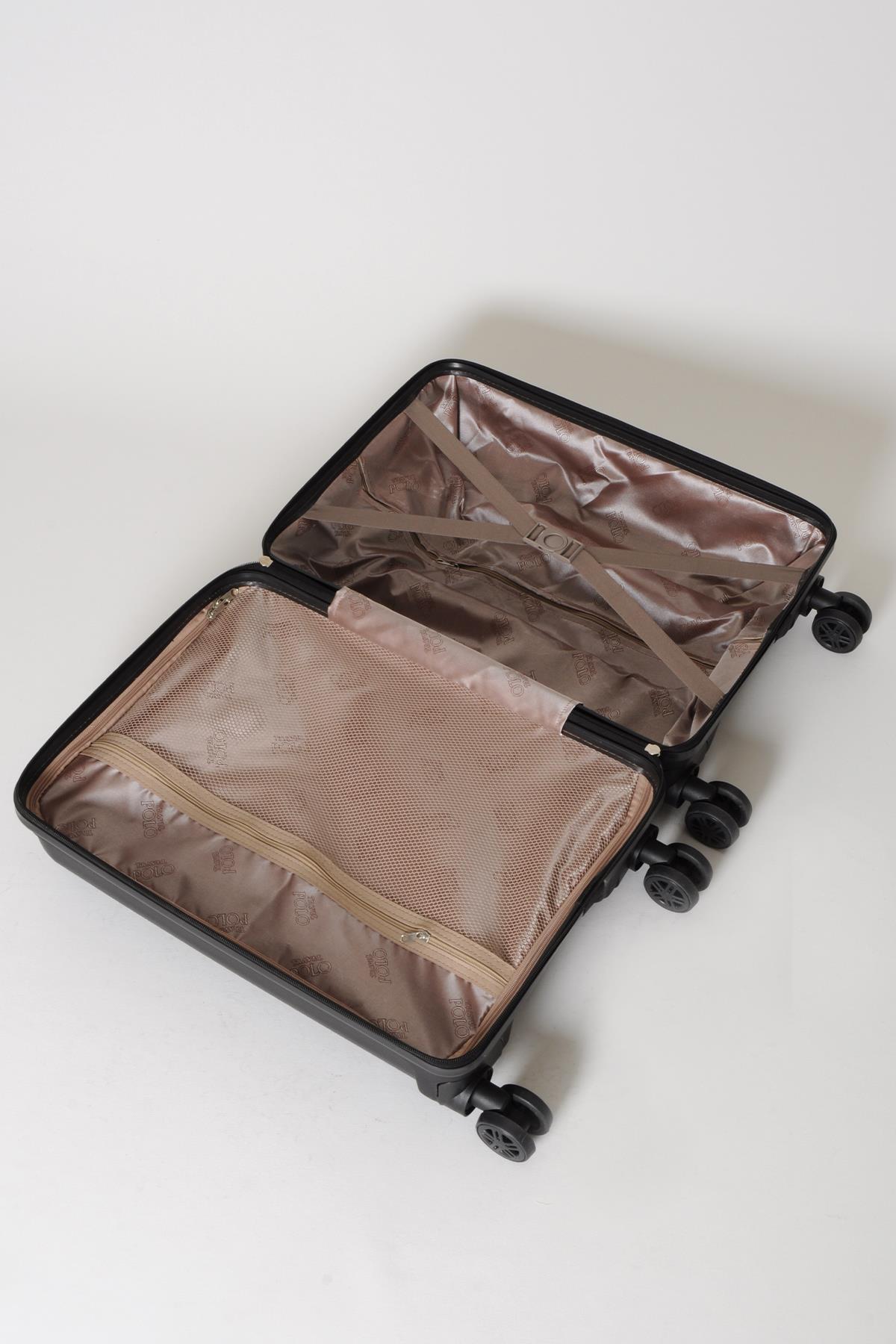 Travel Polo 2'li Valiz Seti (Küçük Büyük) Kırılmaz Siyah 1018