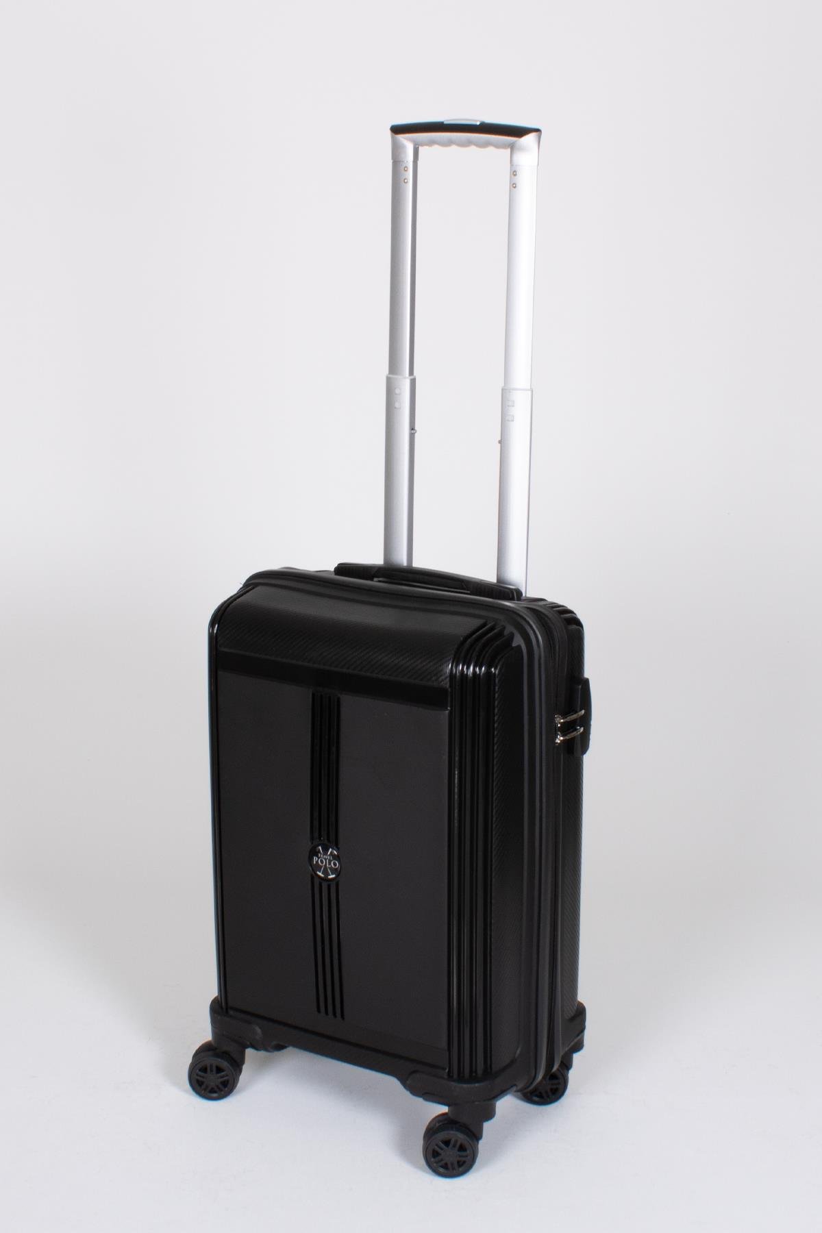 Travel Polo 2'li Valiz Seti (Küçük Büyük) Kırılmaz Siyah 1018