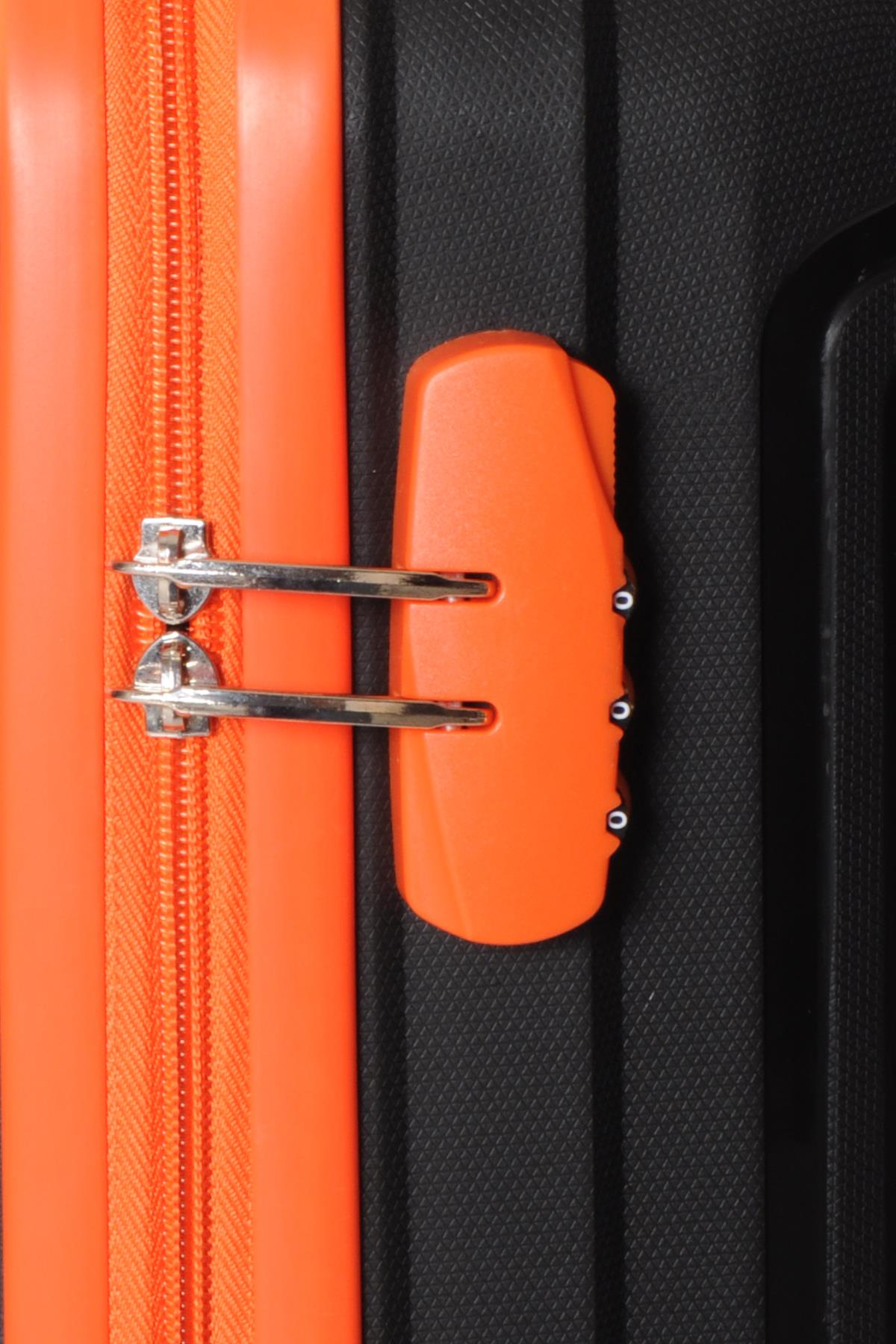 Travel Polo 2'li Valiz Seti (Orta Büyük) Kırılmaz Siyah Oranj Turuncu 1017