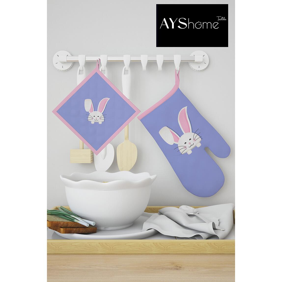 AYShome Tavşan Desen Eldiven Tutaç Set