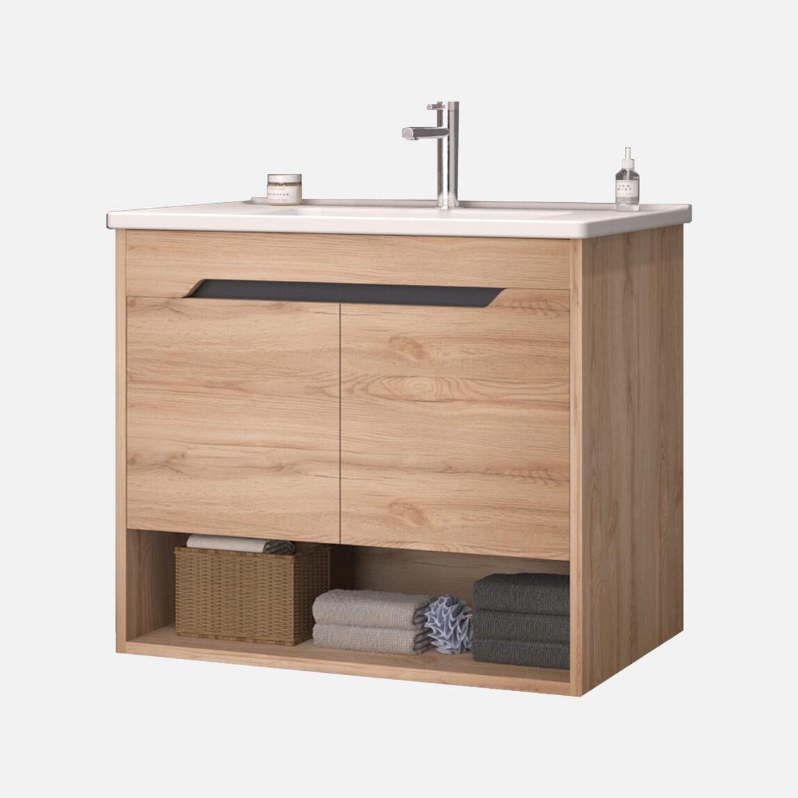 Bonitobagno Biana 80 cm Banyo Dolabı Alt Modül Ceviz
