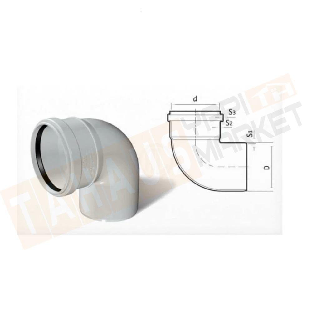 Fırat PVC Dirsek (87° Kapalı) 125 mm
