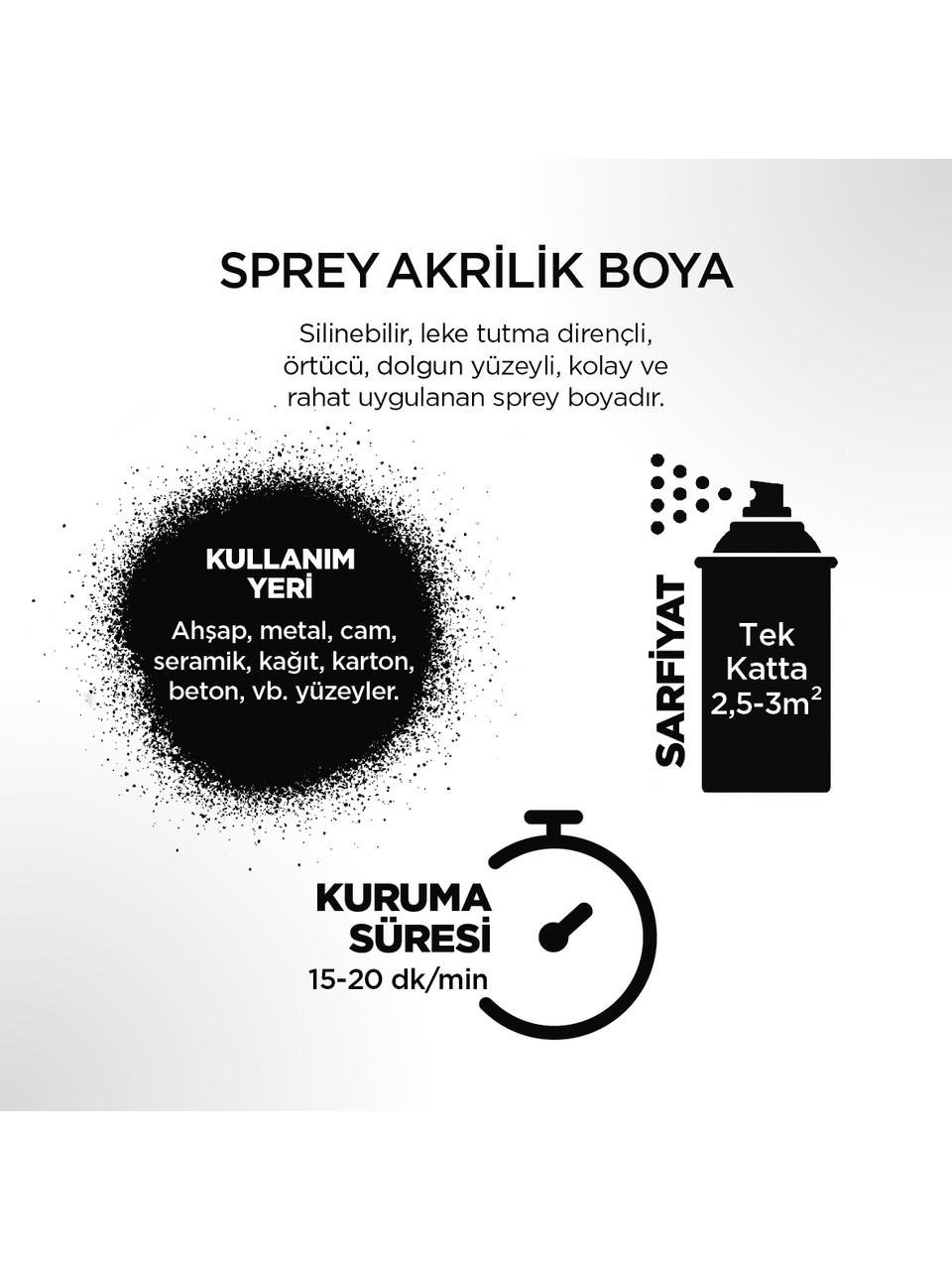 Polisan Akrilik Parlak Siyah Sprey Boya 400 ml - RAL 9005