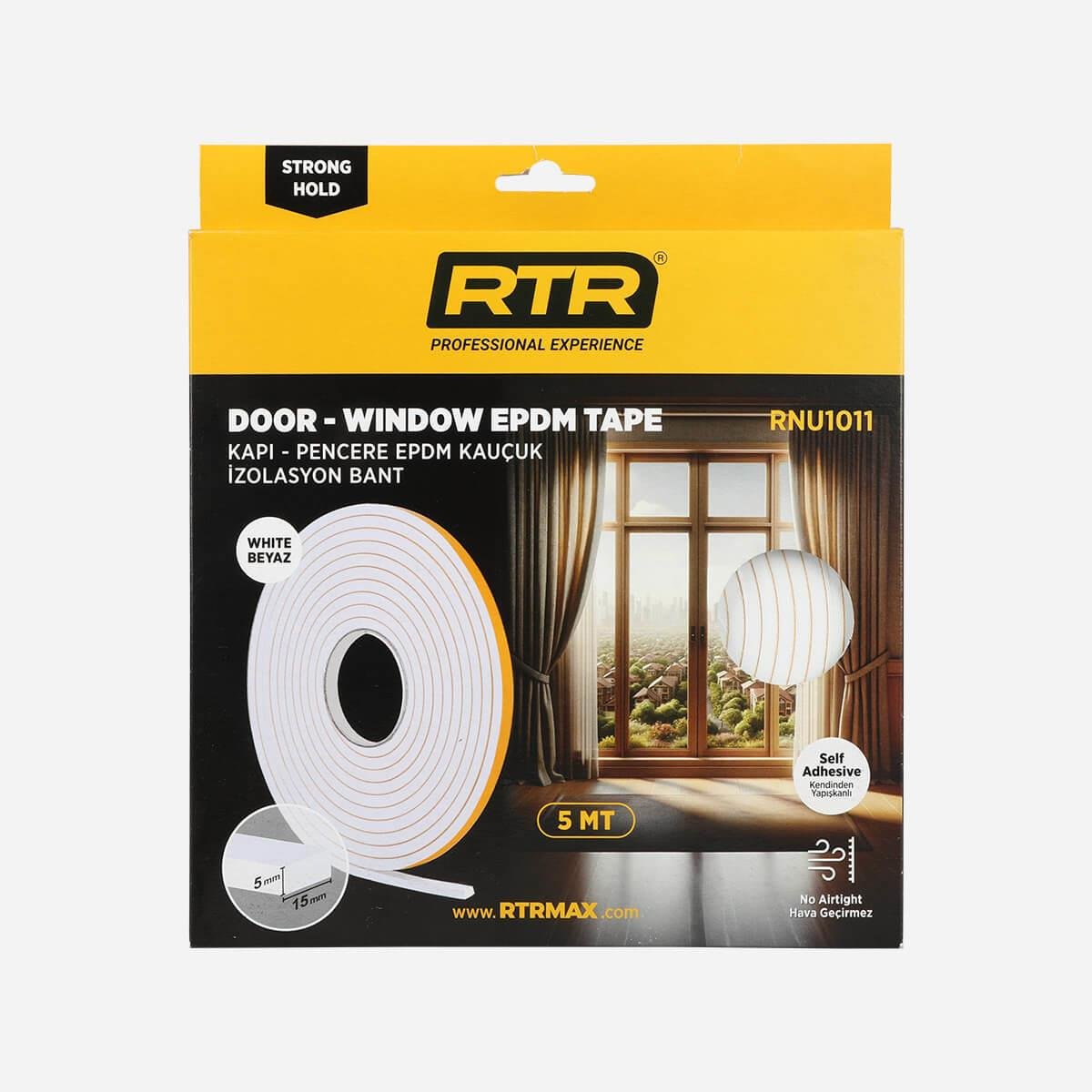Rtrmax RNU1011 Kapı & Pencere Epdm İzalosyan Bandı RNU1011 5 Mt Beyaz -15 mm