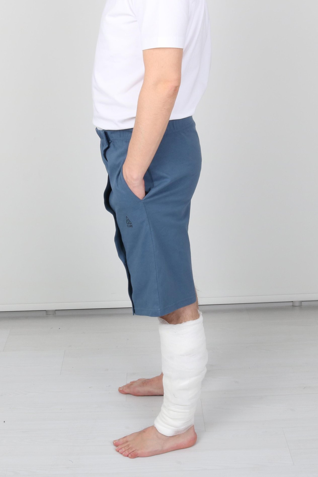 Cure Adaptif Denim Mavi Yatan Hasta Tedavi Ve Bakım Şortu