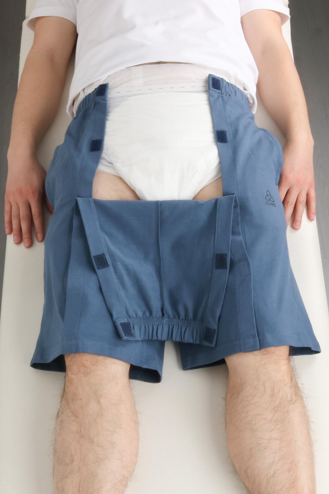 Cure Adaptif Denim Mavi Yatan Hasta Tedavi Ve Bakım Şortu