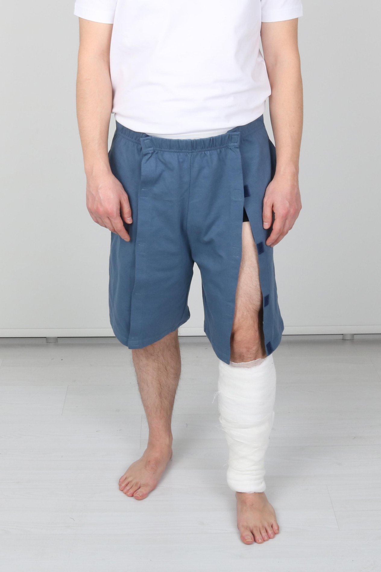 Cure Adaptif Denim Mavi Yatan Hasta Tedavi Ve Bakım Şortu