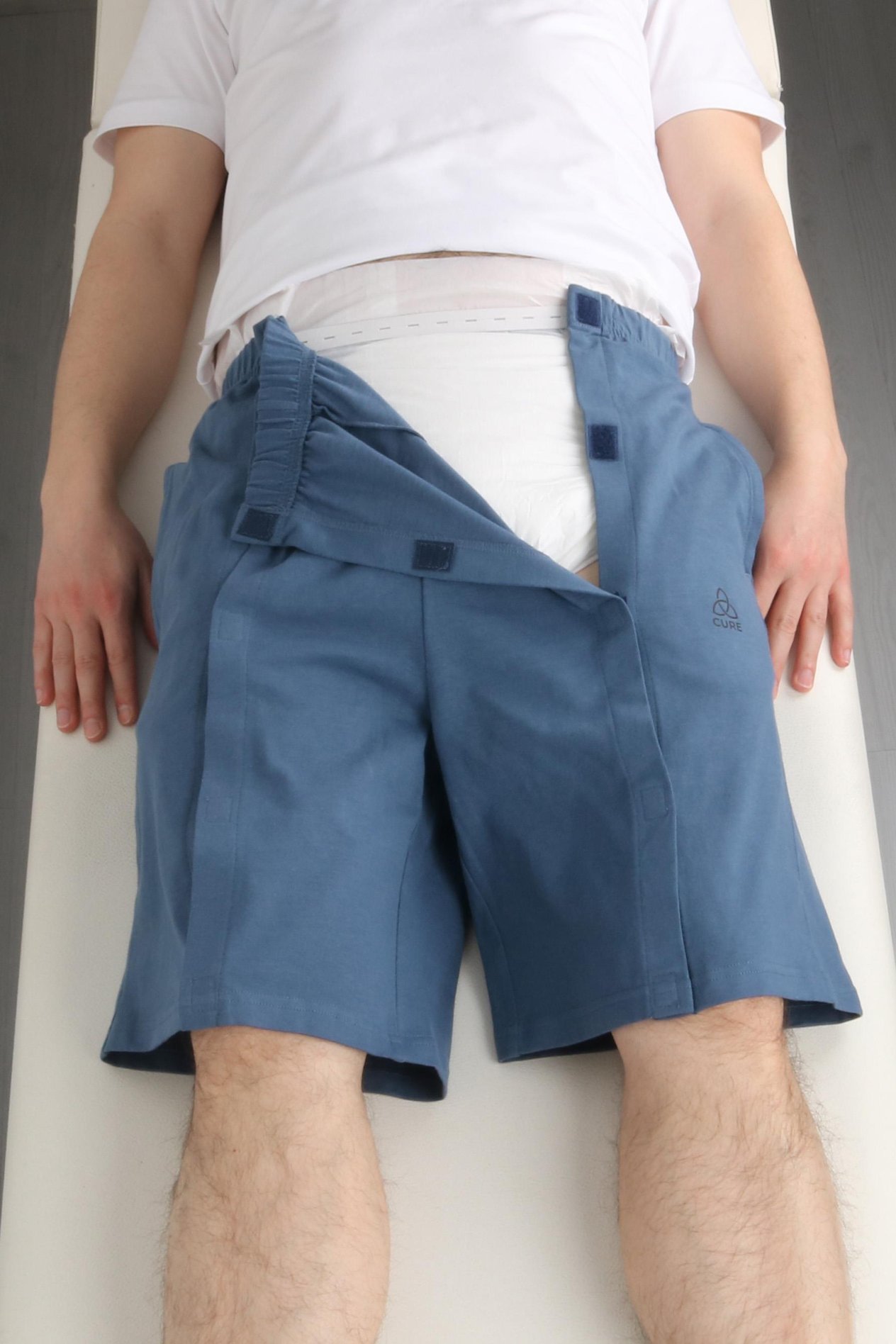 Cure Adaptif Denim Mavi Yatan Hasta Tedavi Ve Bakım Şortu