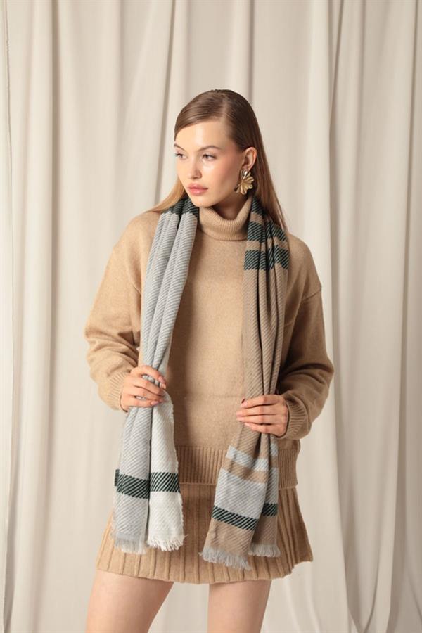 Wholesale Striped Women's Camel Shawl