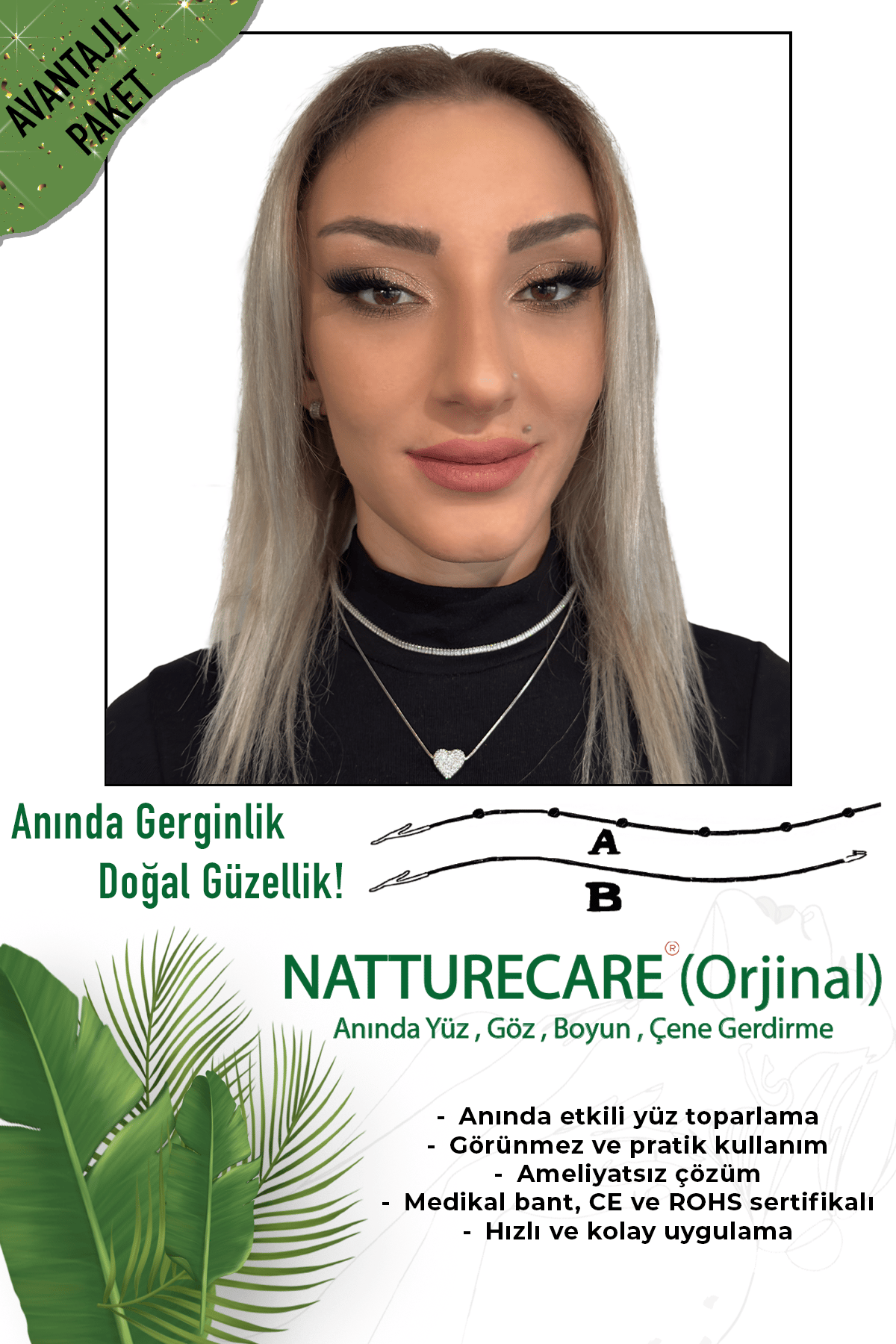 yüz germe bandı