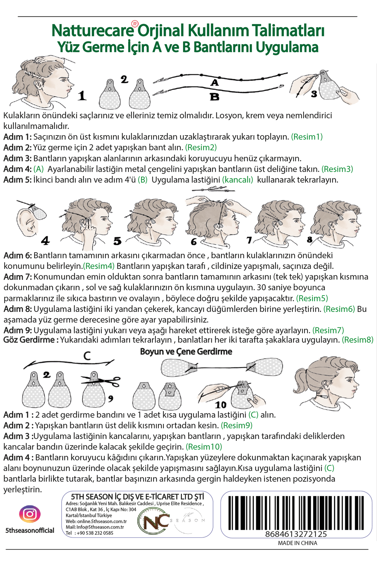 Yüz-Kaş-Boyun Gerdirme Bantı İpli 40'lı set Medikal Malzemeden Yeni Nesil