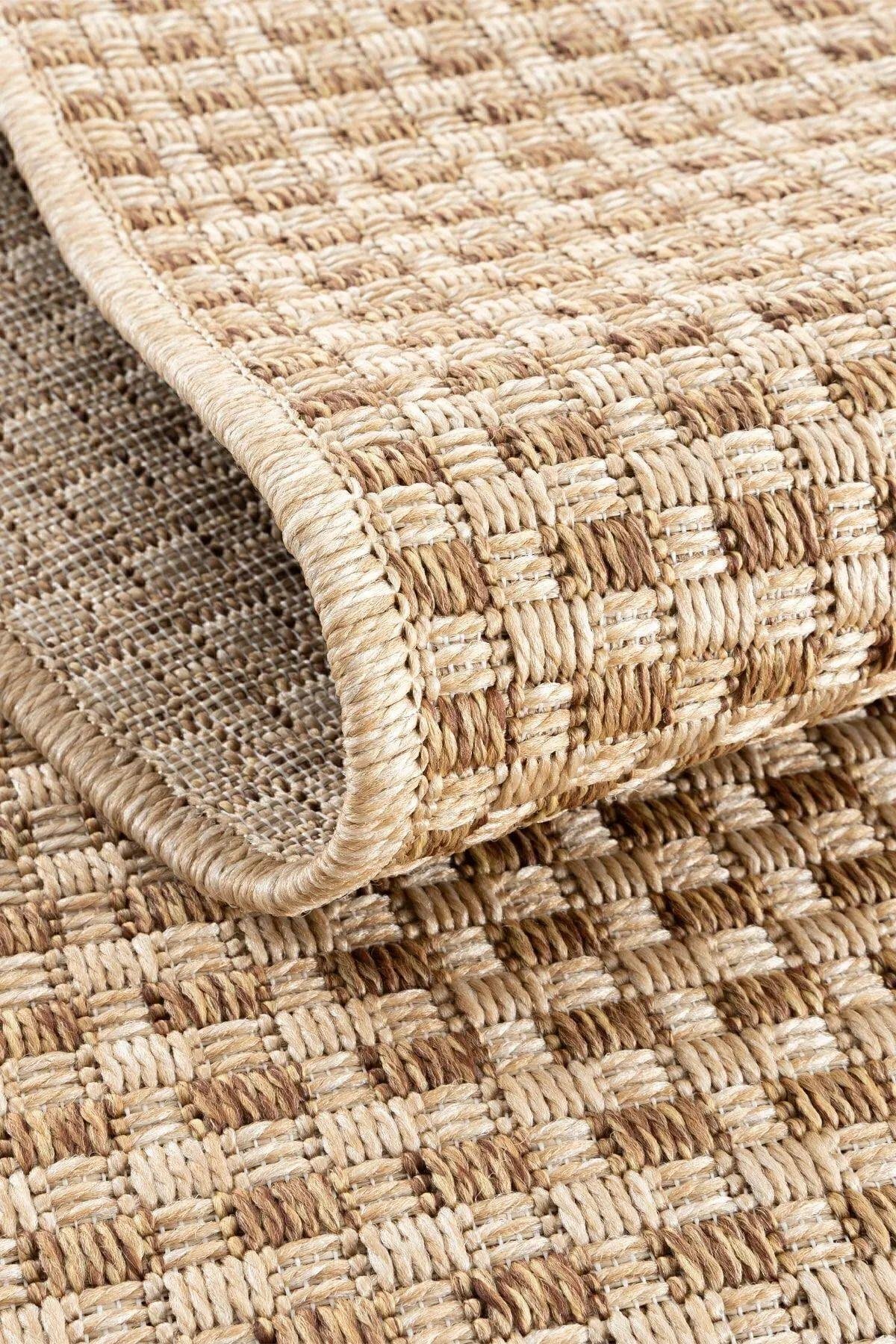 667 Kahve Hasır Dokulu Halı Kilim Salon Mutfak Koridor Kesme Yolluk Dokuma Makine Halısı