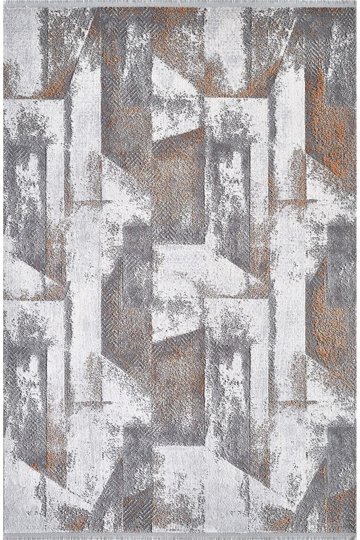 Aster Aq02e Gri Bakır Modern Desen Halı