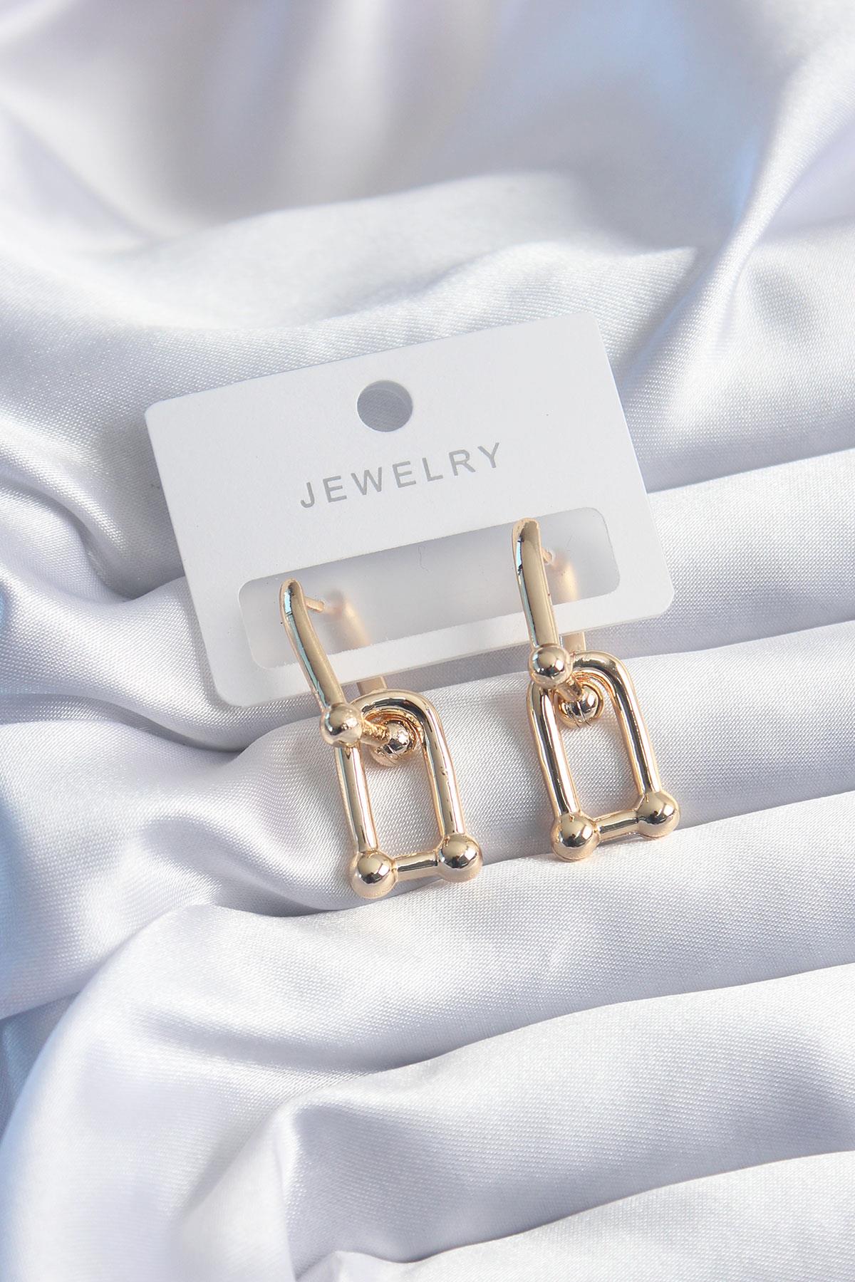 Pirinç Gold Renk Tiffany Model Kadın Küpe