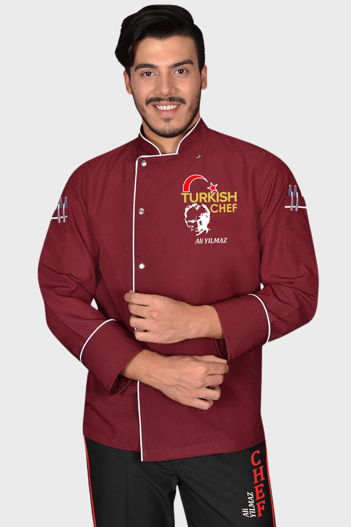 1442 Lider Turkısh Chef Aşçı Kıyafeti Bordo