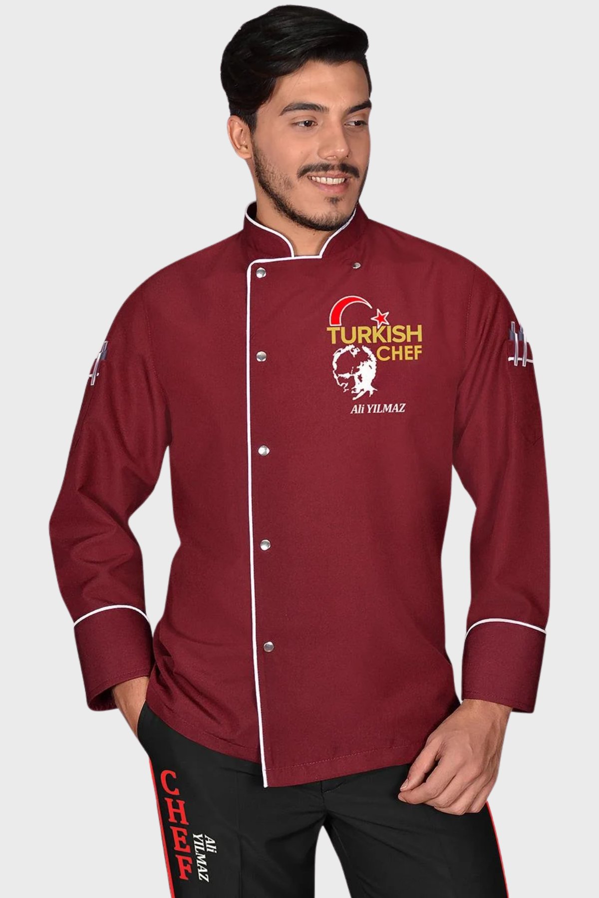 1442 Lider Turkısh Chef Aşçı Kıyafeti Bordo