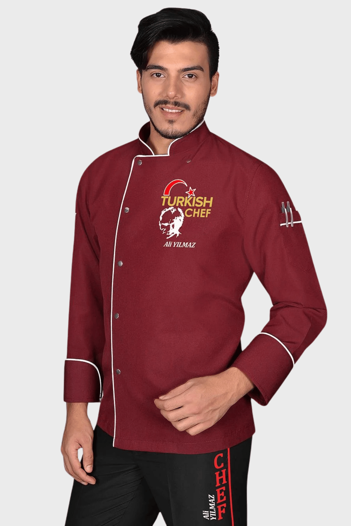 1442 Lider Turkısh Chef Aşçı Kıyafeti Bordo