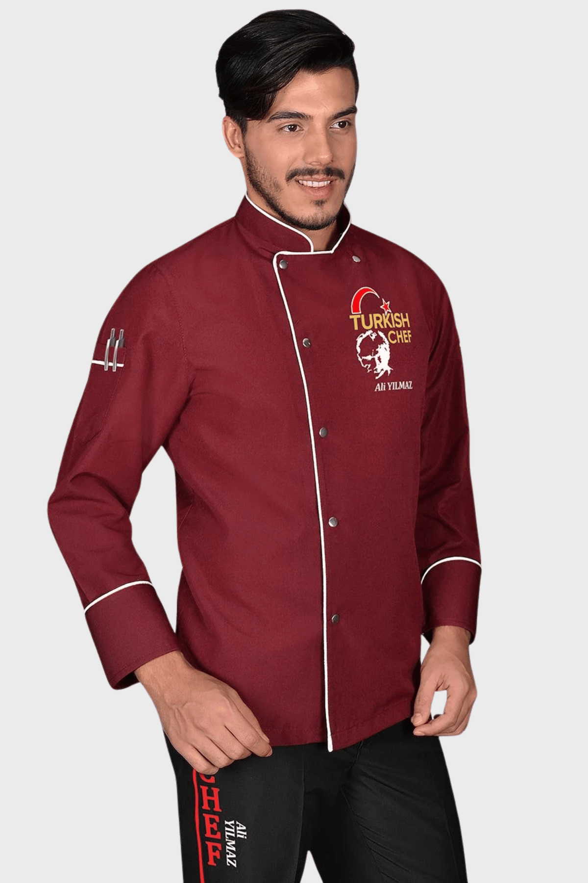 1442 Lider Turkısh Chef Aşçı Kıyafeti Bordo