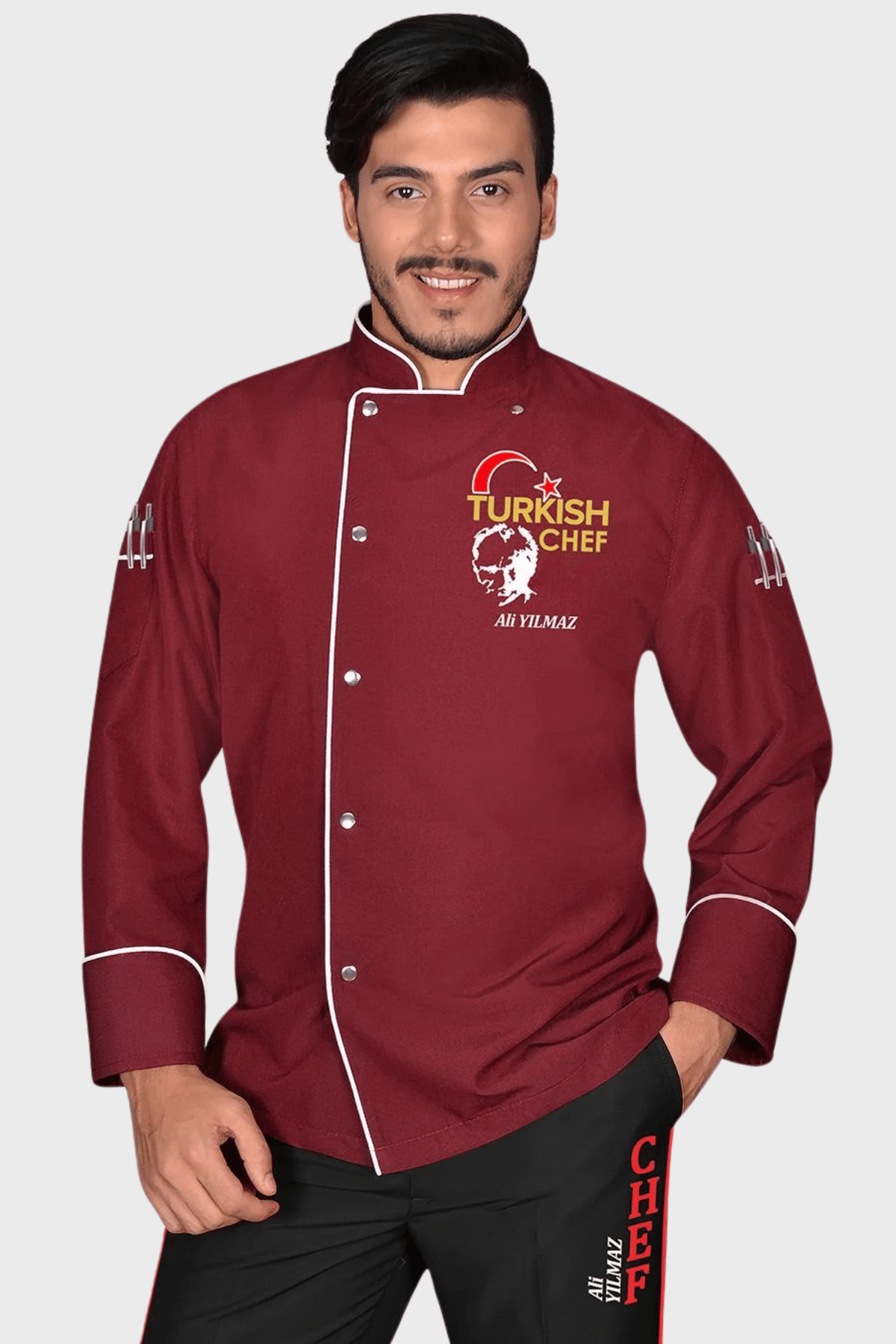 1442 Lider Turkısh Chef Aşçı Kıyafeti Bordo