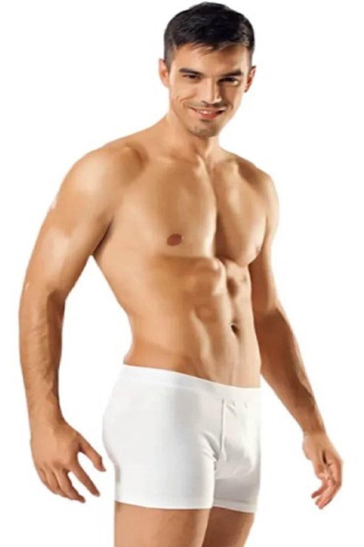 Erkek Likralı Elastan Boxer Siyah + Beyaz + Gri Renk 5'li Paket Abani Classic