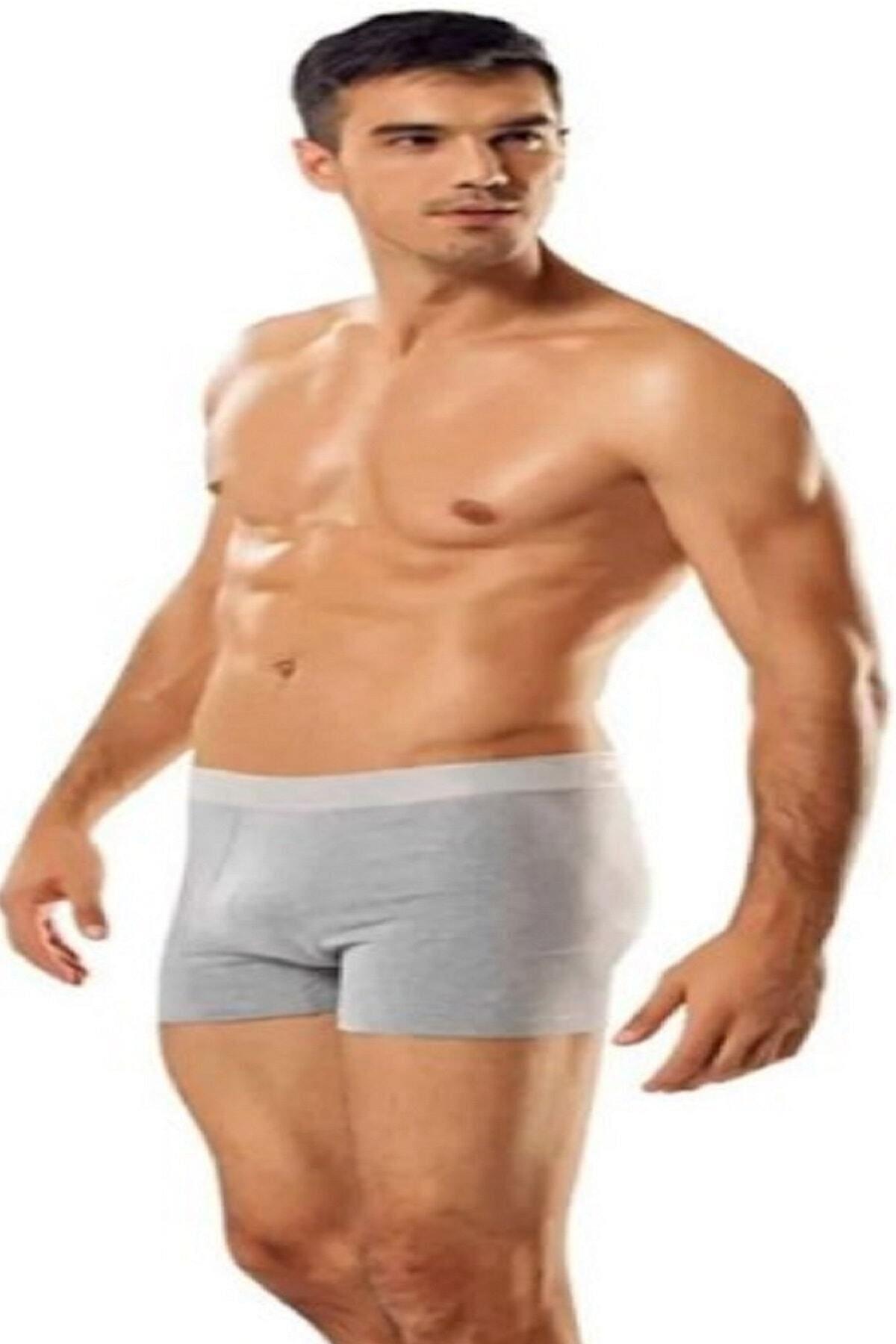 Erkek Likralı Elastan Boxer Siyah + Beyaz + Gri Renk 5'li Paket Abani Classic