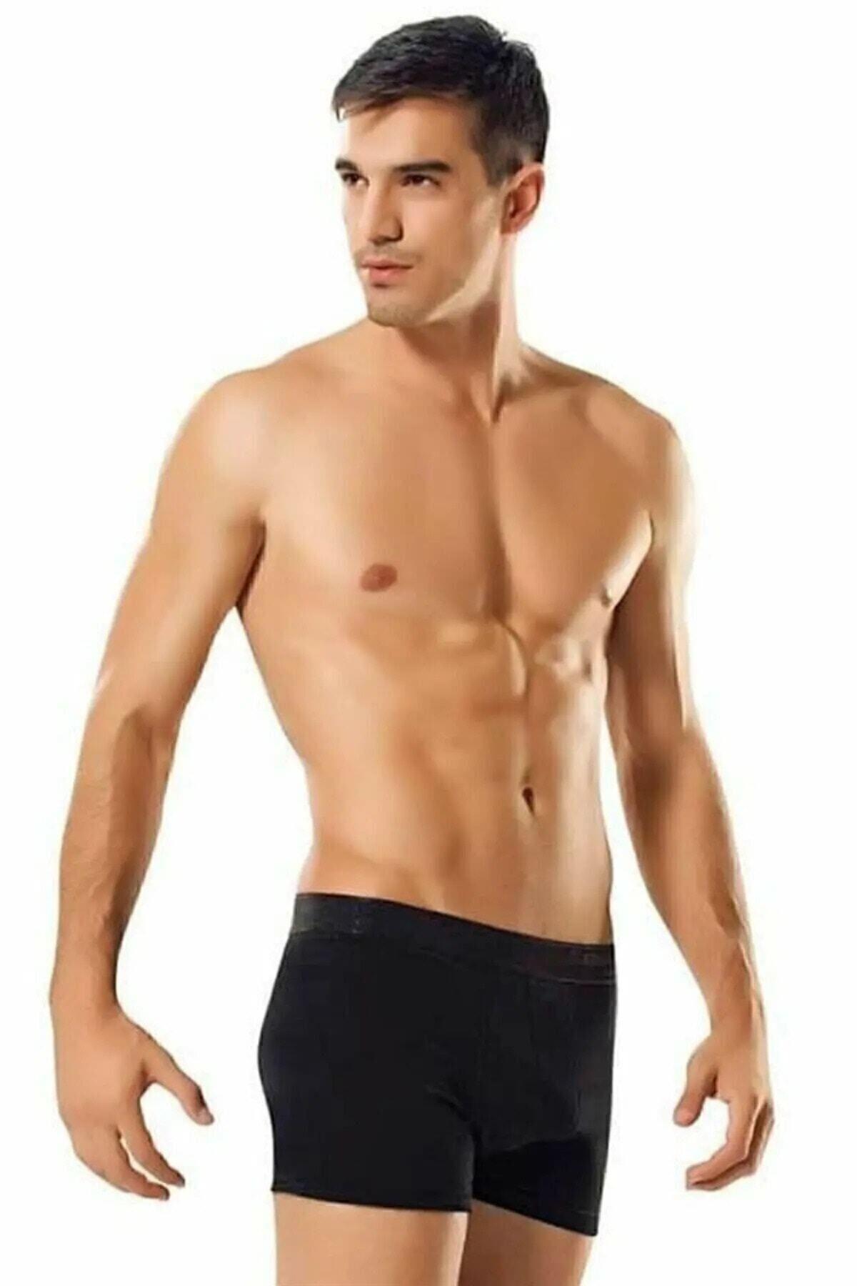 Erkek Likralı Elastan Boxer Siyah + Beyaz + Gri Renk 5'li Paket Abani Classic