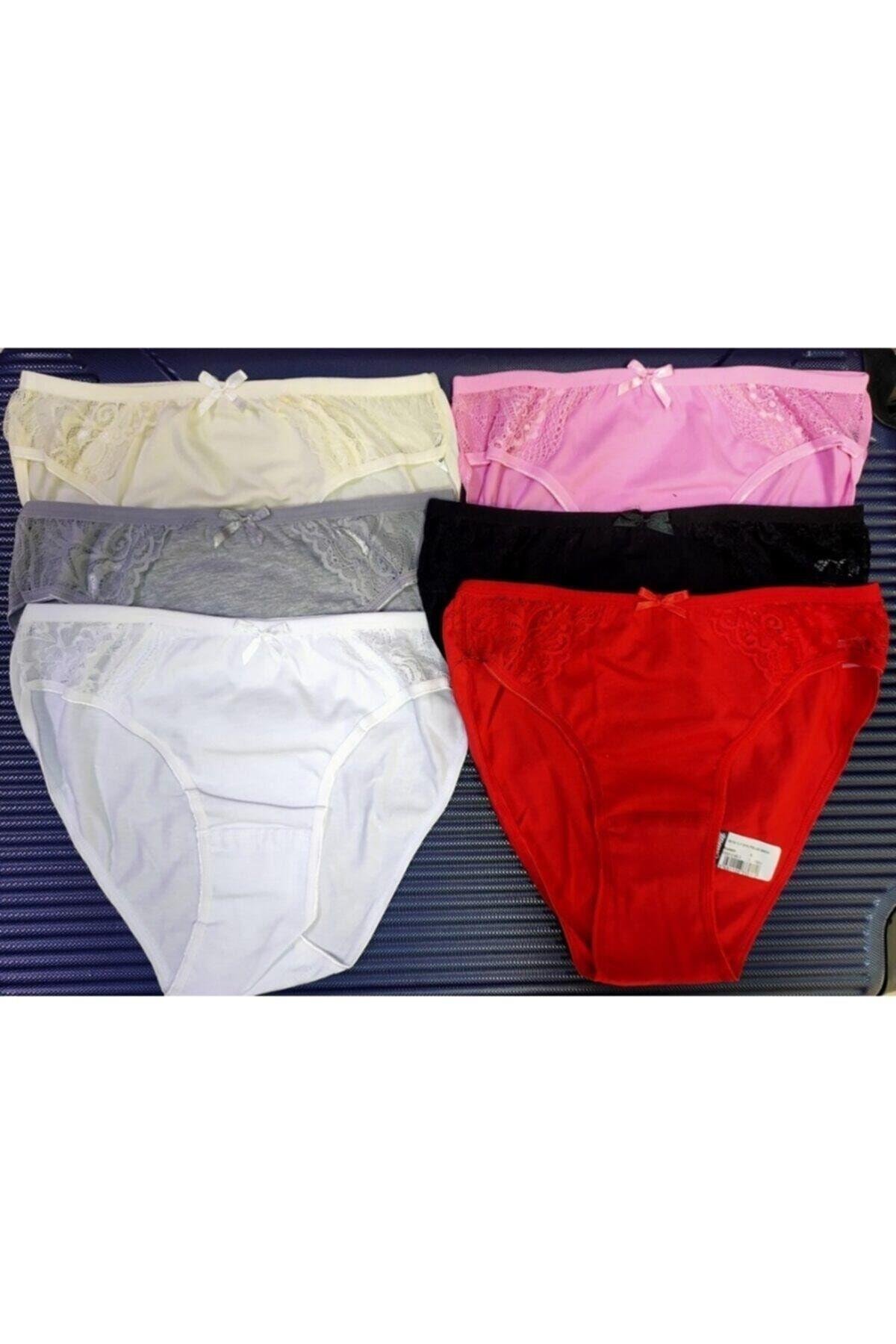 Kadın 6'lı Paket Beli Dantelli Bikini Külot