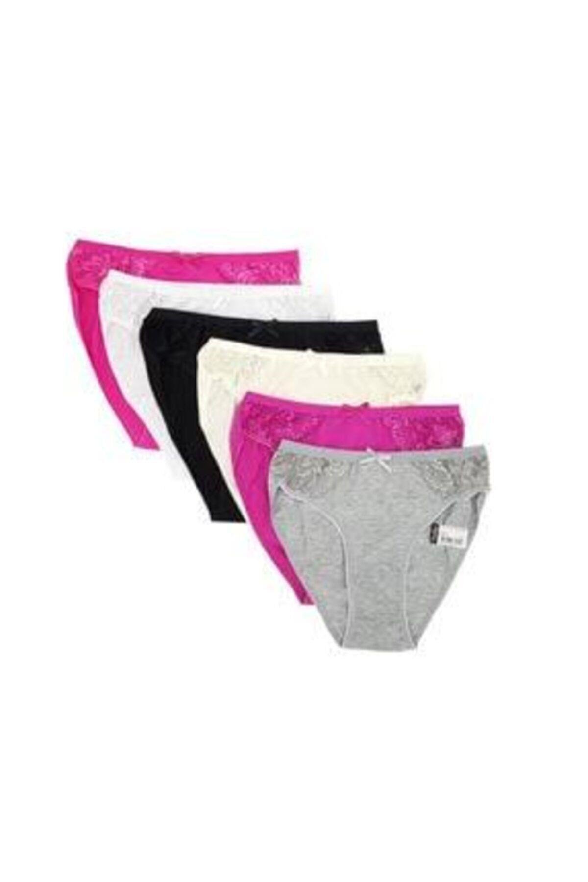 Kadın 6'lı Paket Beli Dantelli Bikini Külot