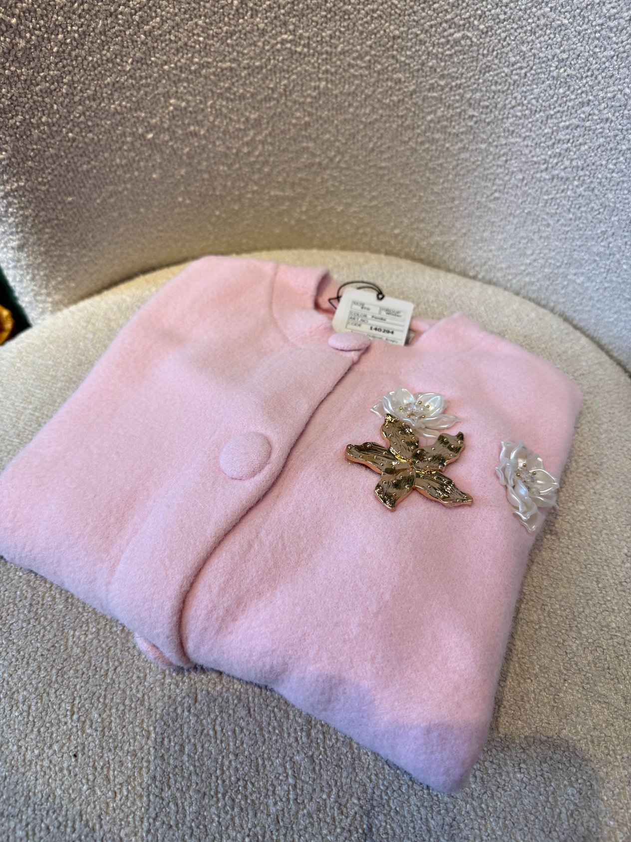Angora Pembe Broşlu Hırka