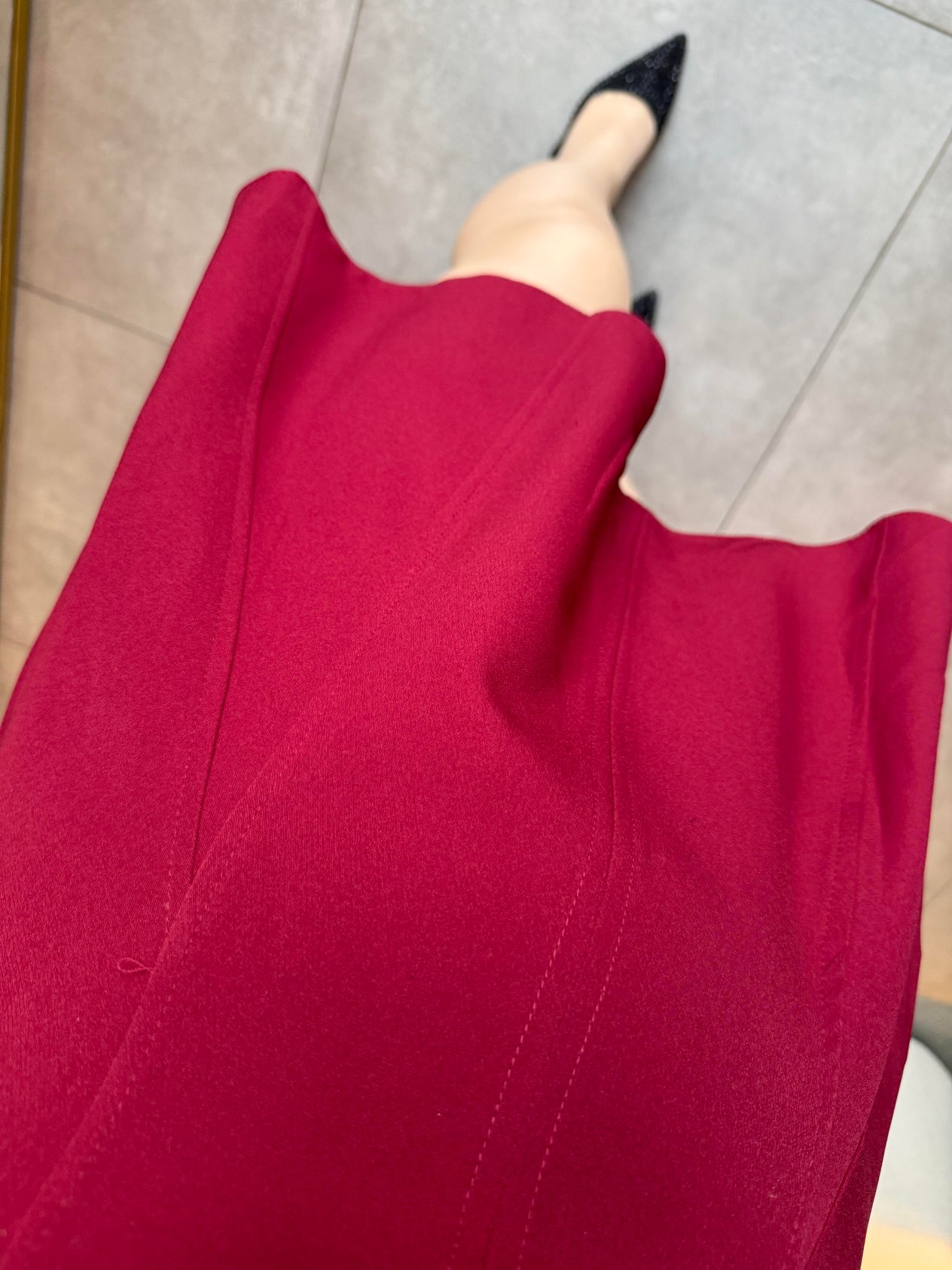 Bordo V Yaka Mini Elbise 