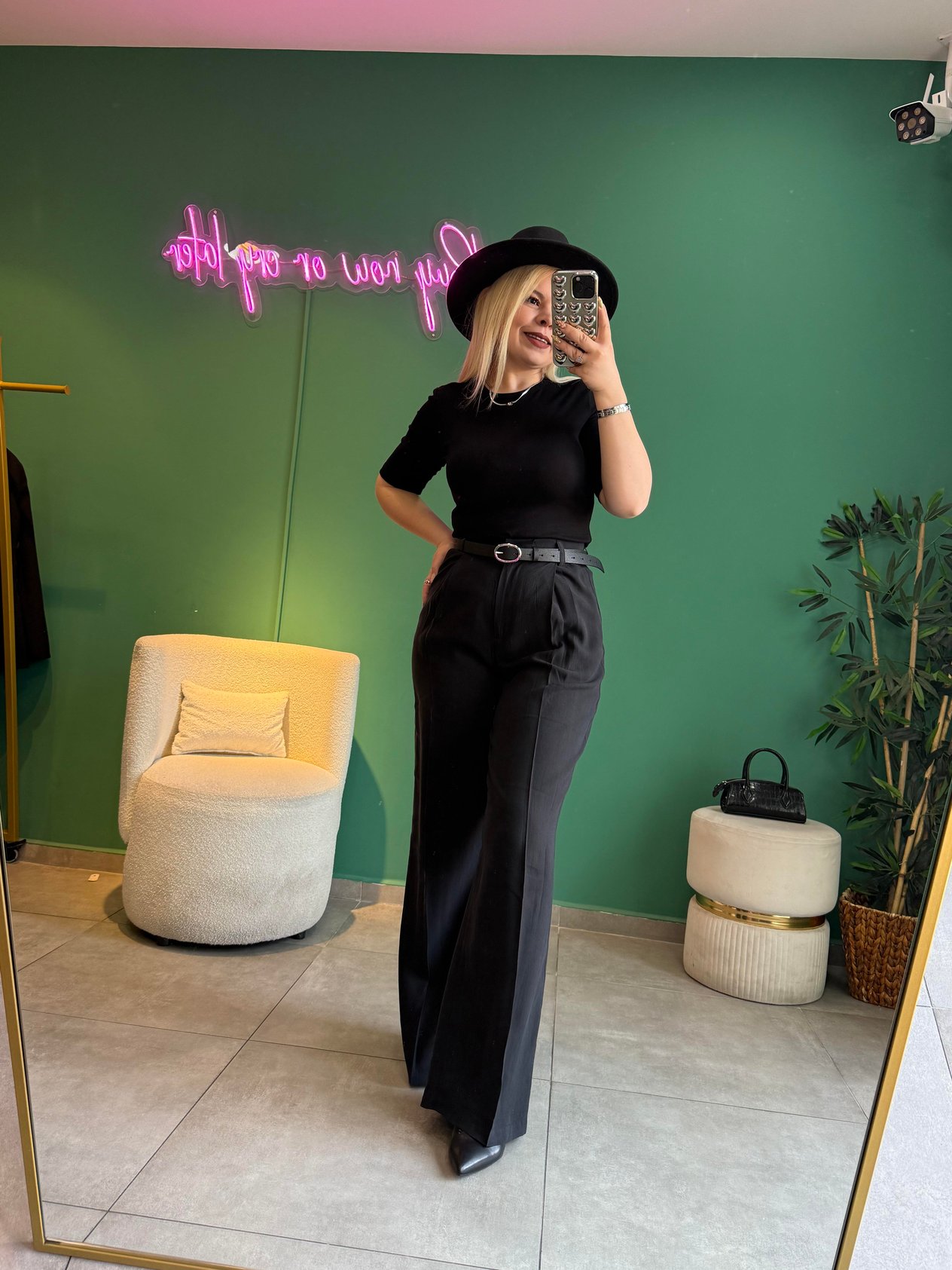 Siyah Tencel Palazzo Pantolon
