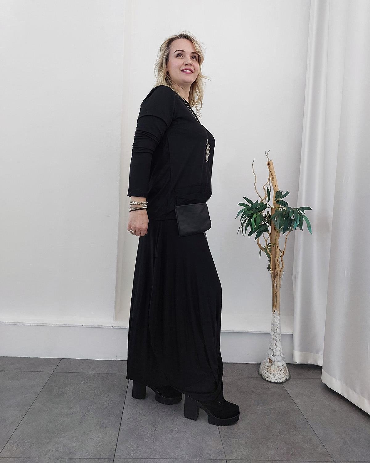  Layla Şalvar Model Etek Takım Siyah