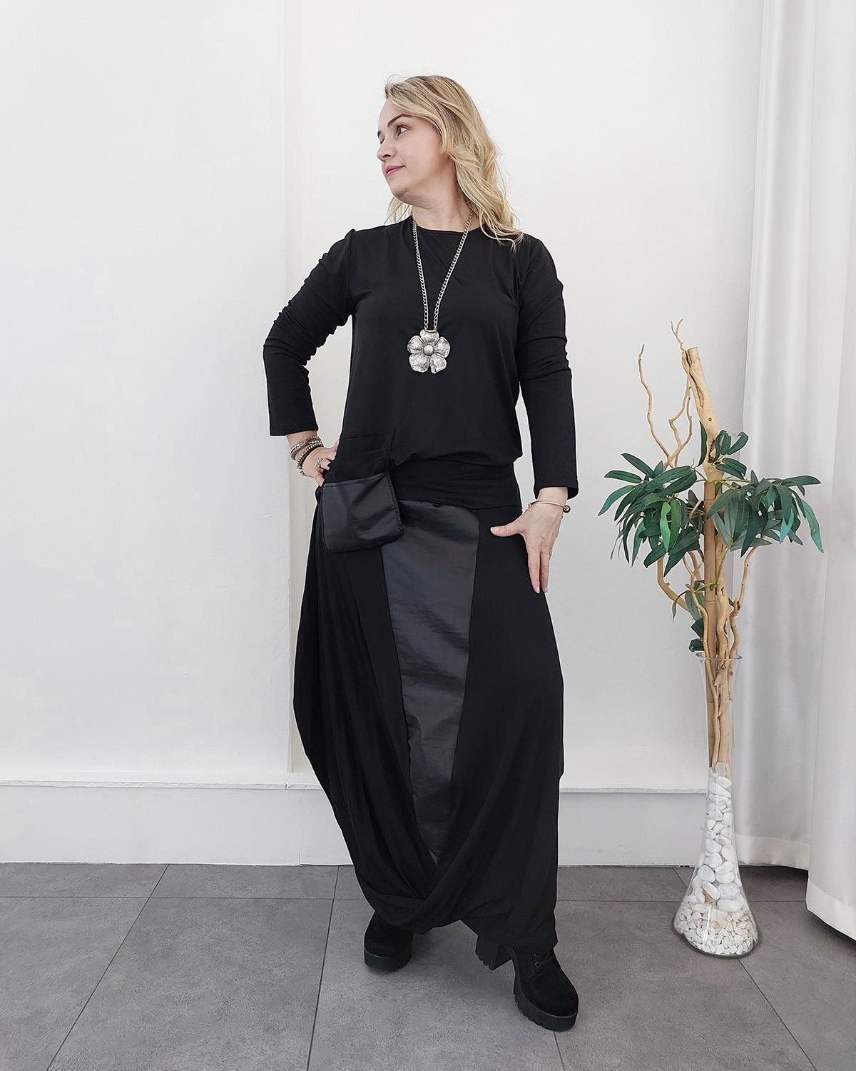 Layla Şalvar Model Etek Takım Siyah