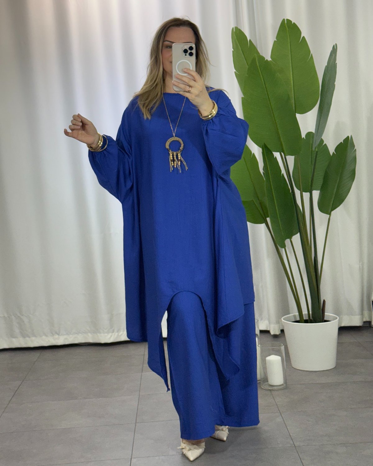 Melinda Kolyeli Kemerli Takım İndigo
