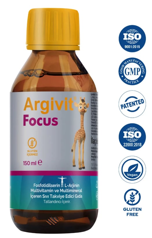 Argivit Focus Fosfatidilserin, L-arjinin, Multivitamin Ve Multimineral Şurup 150 ml - Karışık Meyve Aromalı