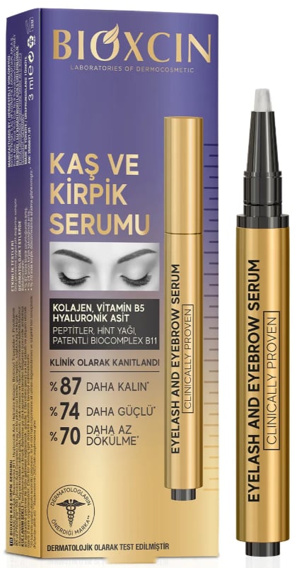 Bioxcin Kaş Kirpik Serumu - Kolajen Hyaluronik Asit Hint Yağı Keratin Peptidleri B5 Biocomplex B11