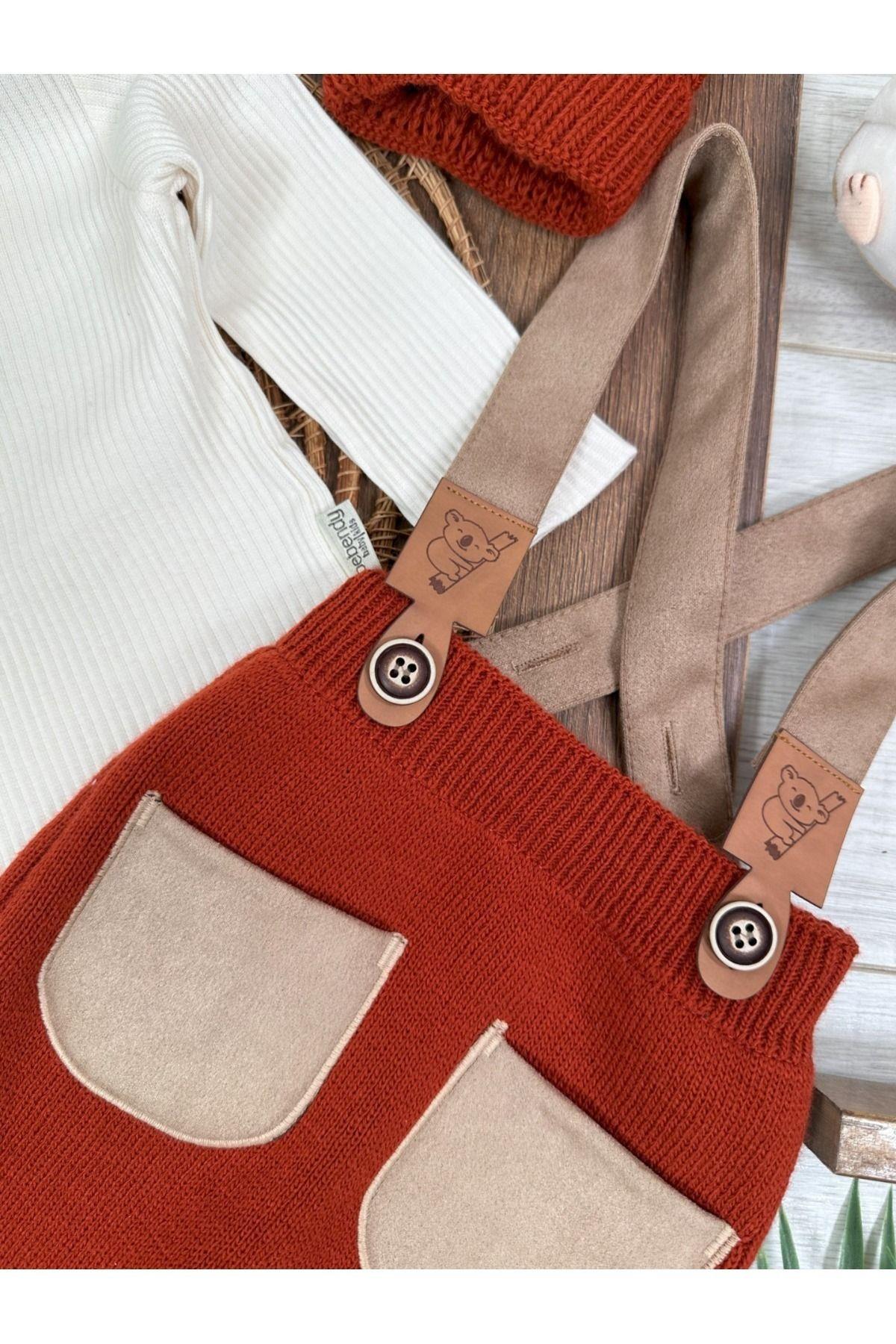 Triko Askılı Koala Temalı Kaşkorse Esnek Badili Bereli Unisex Bebek Takım