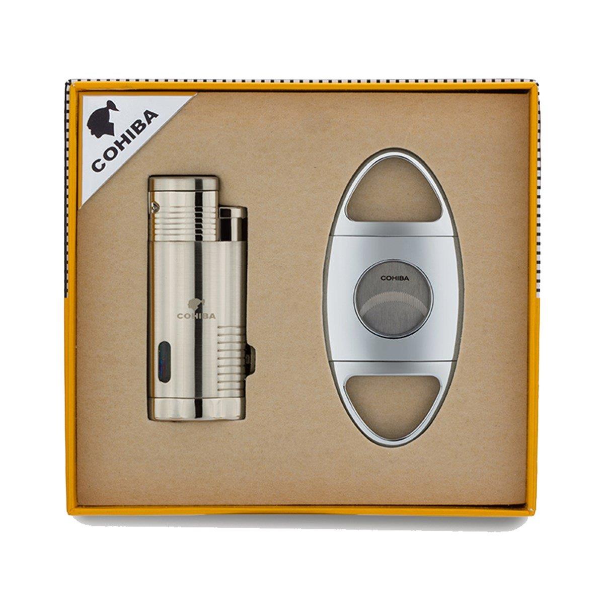 Cohiba 3 Torch Çakmak Ve Kesici Puro Seti Silver
